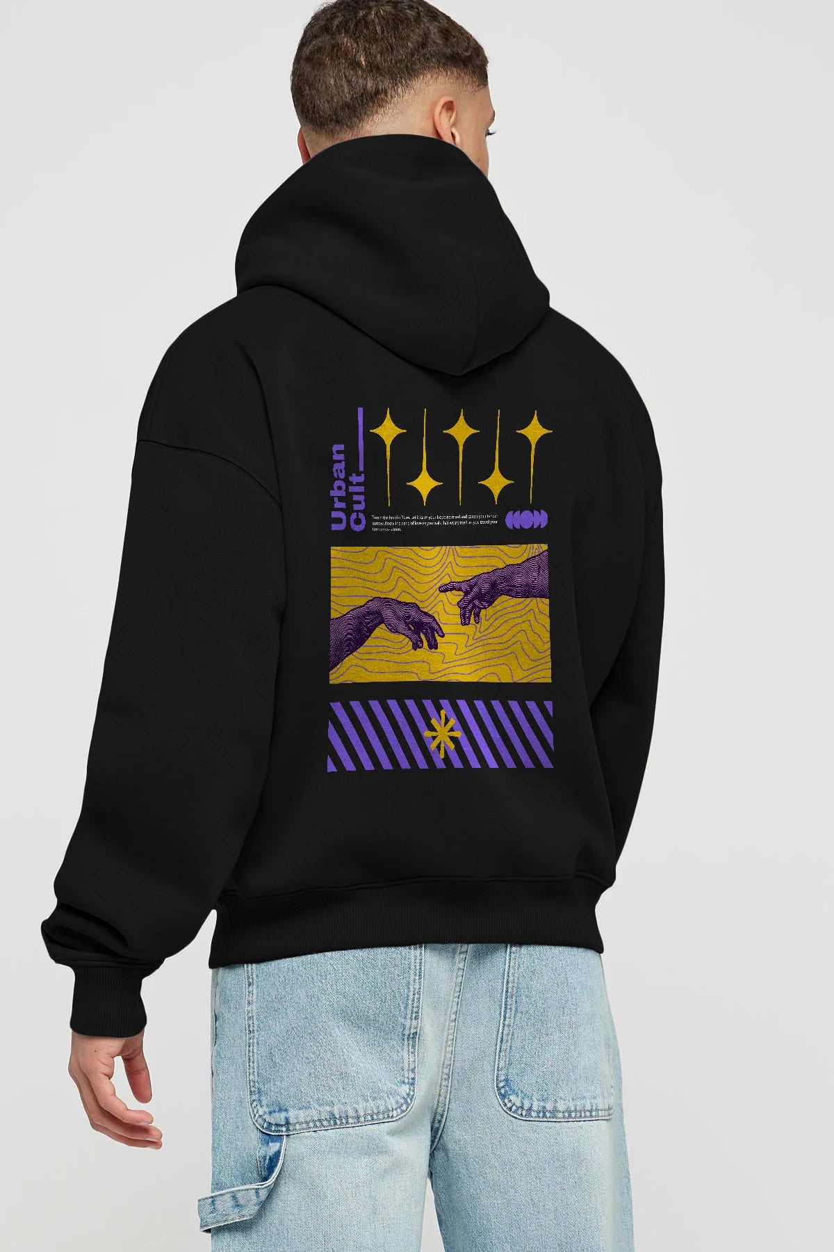 Urban Cult Arka Baskılı Hoodie Oversize Kapüşonlu Sweatshirt Erkek Kadın Unisex