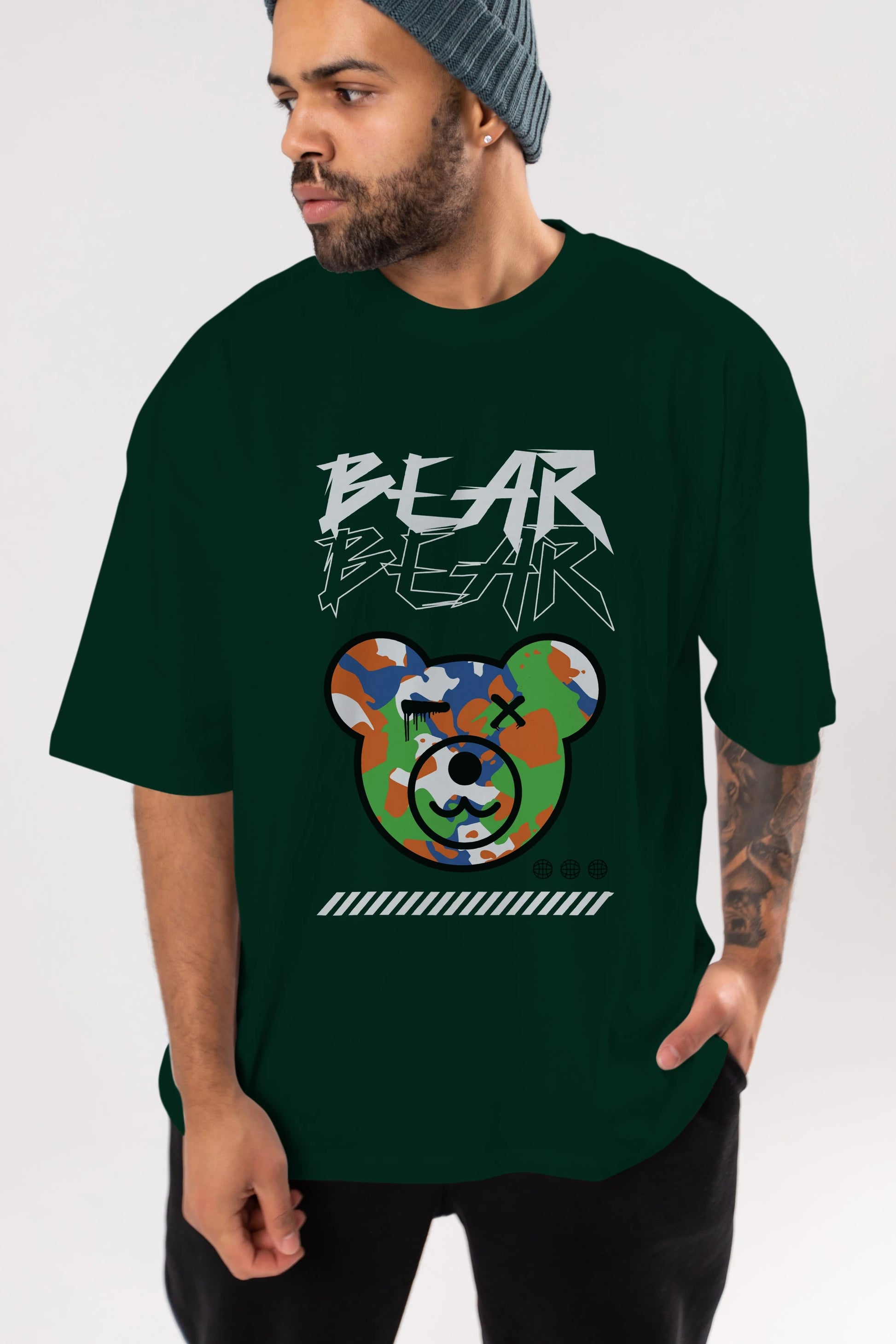 Bear Bear Ön Baskılı Oversize t-shirt Erkek Kadın Unisex