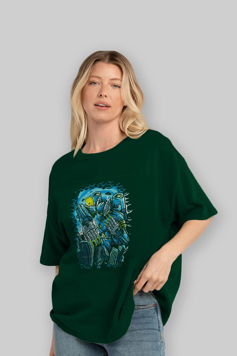 Destroy The City Ön Baskılı Oversize t-shirt Erkek Kadın Unisex %100 Pamuk tişort