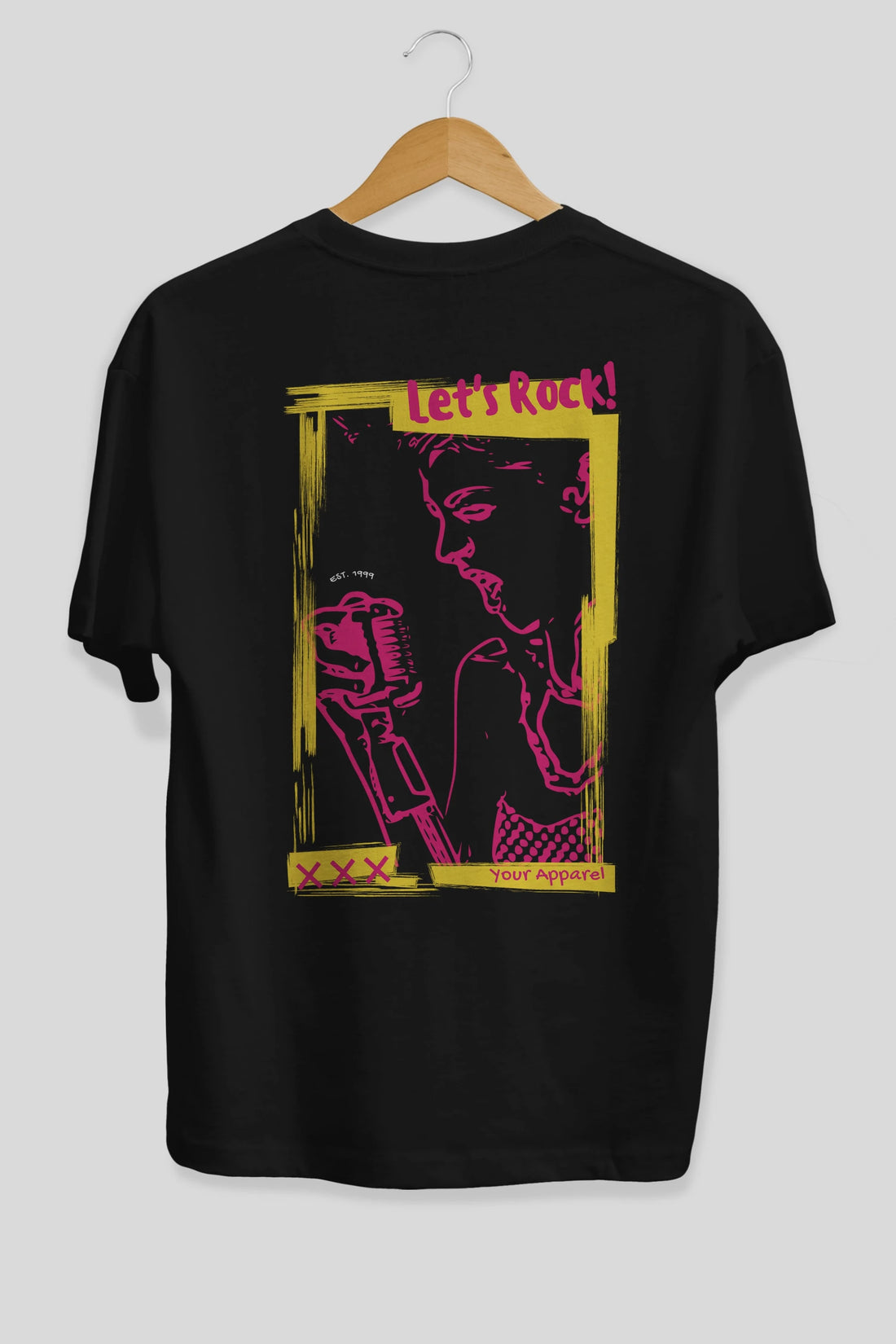 Let's Rock Yazılı Arka Baskılı Oversize t-shirt Erkek Kadın Unisex