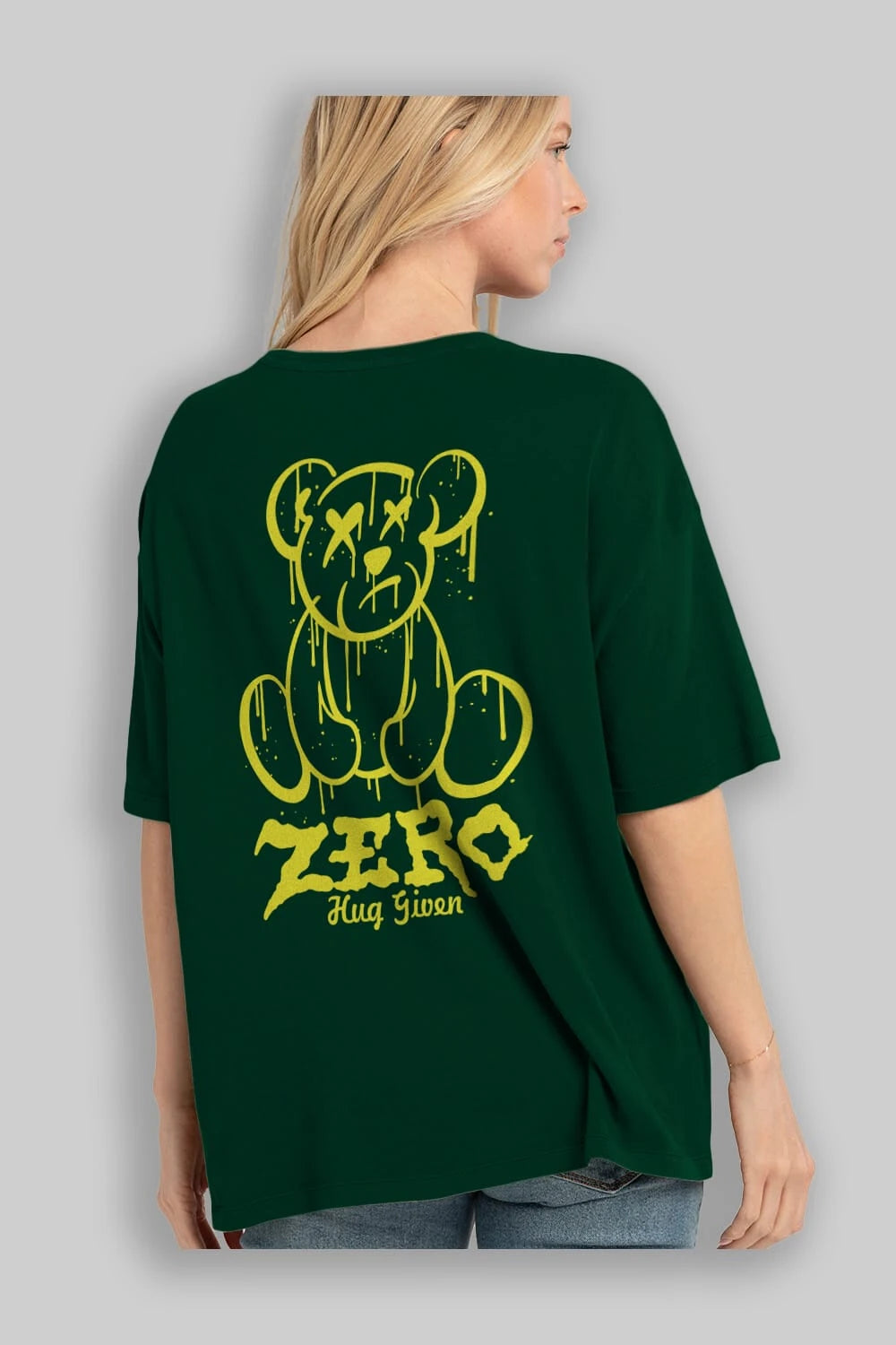 Zero Hug Given Bear Arka Baskılı Oversize t-shirt Erkek Kadın Unisex