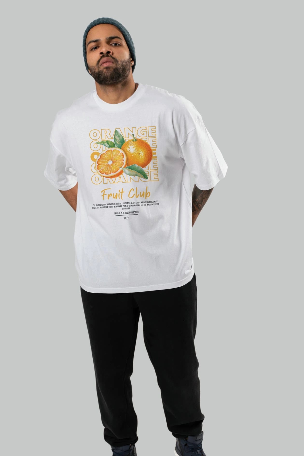 Orange Ön Baskılı Oversize t-shirt Erkek Kadın Pamuk Bisiklet Yaka tişort