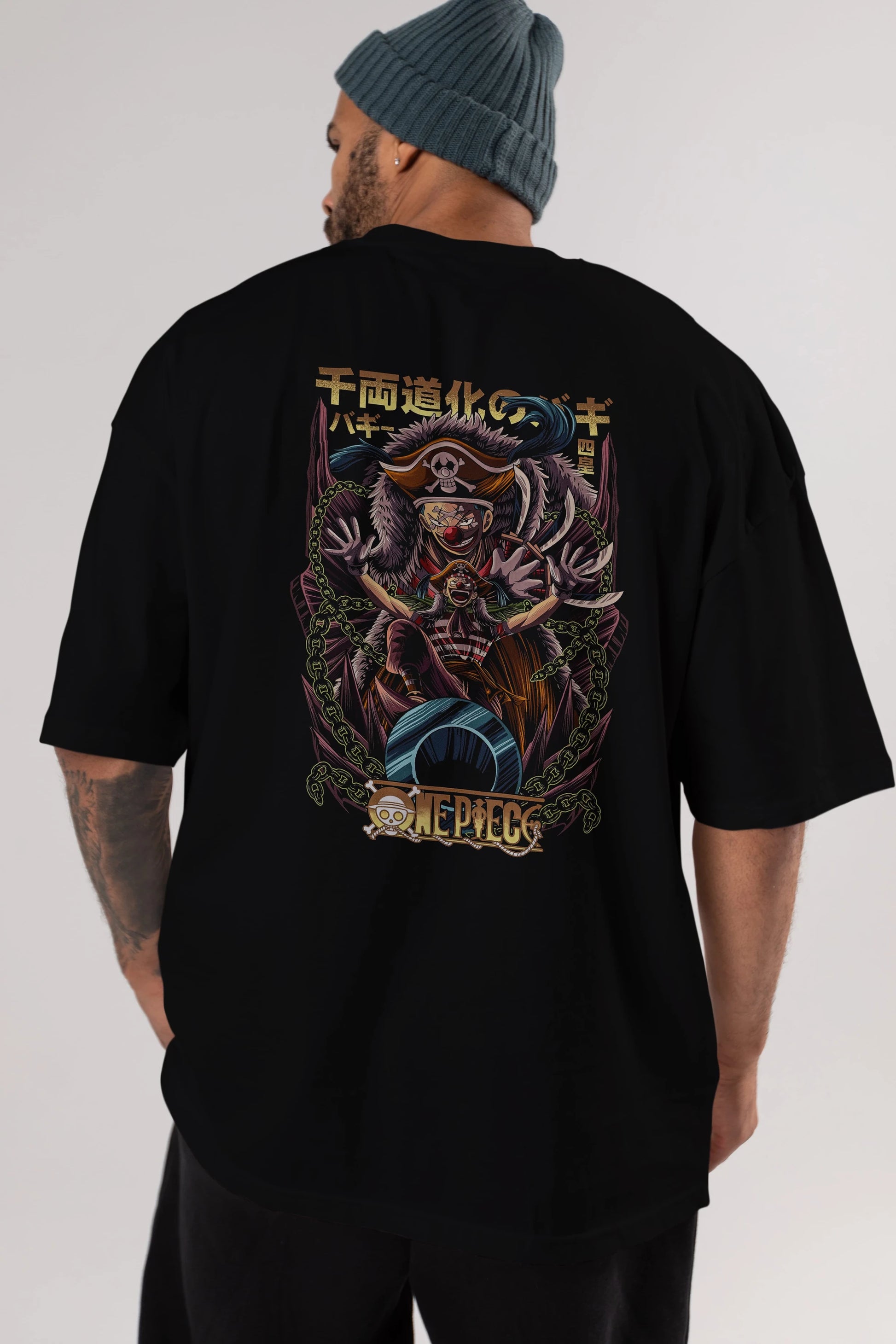 ONE PIECE (5) Anime Arka Baskılı Oversize t-shirt Erkek Kadın Unisex
