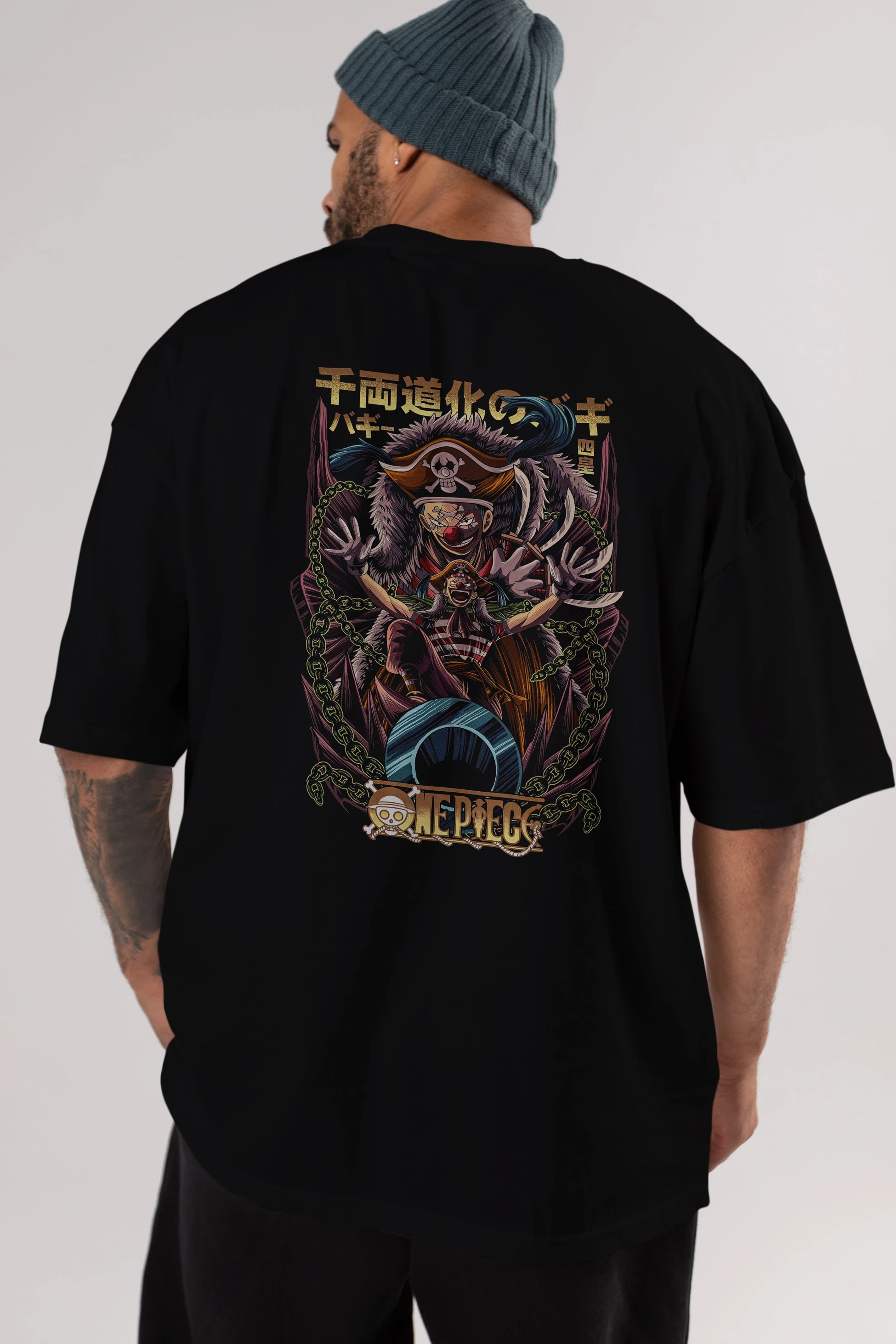 ONE PIECE (5) Anime Arka Baskılı Oversize t-shirt Erkek Kadın Unisex