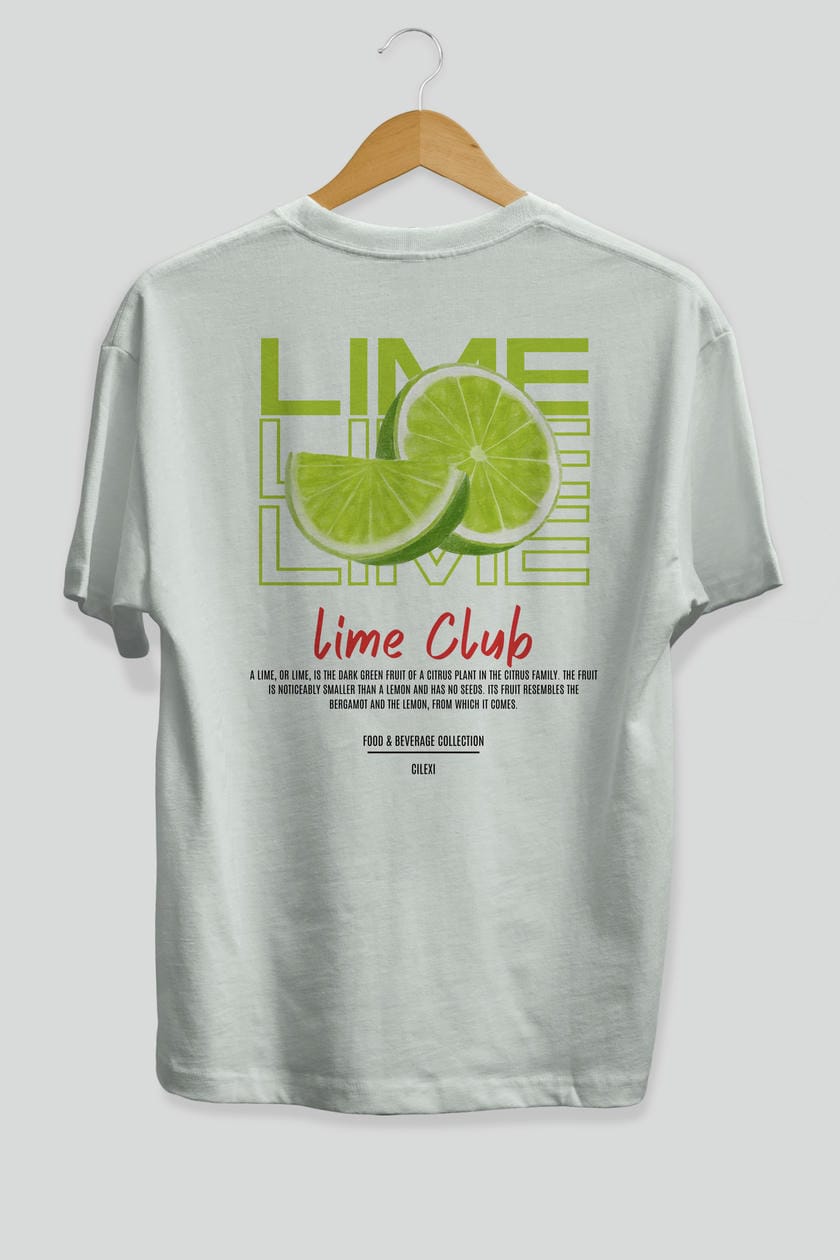 Lime Kokteyl Serisi Baskılı Oversize t-shirt Erkek Kadın Unisex %100 Pamuk Bisiklet Yaka tişort
