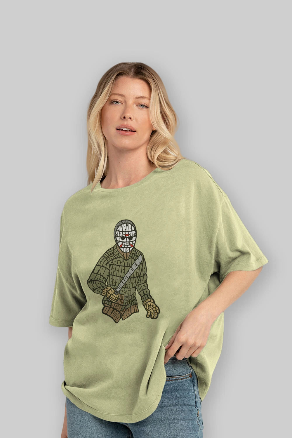 Jason Ön Baskılı Oversize t-shirt %100 pamuk Erkek Kadın Unisex
