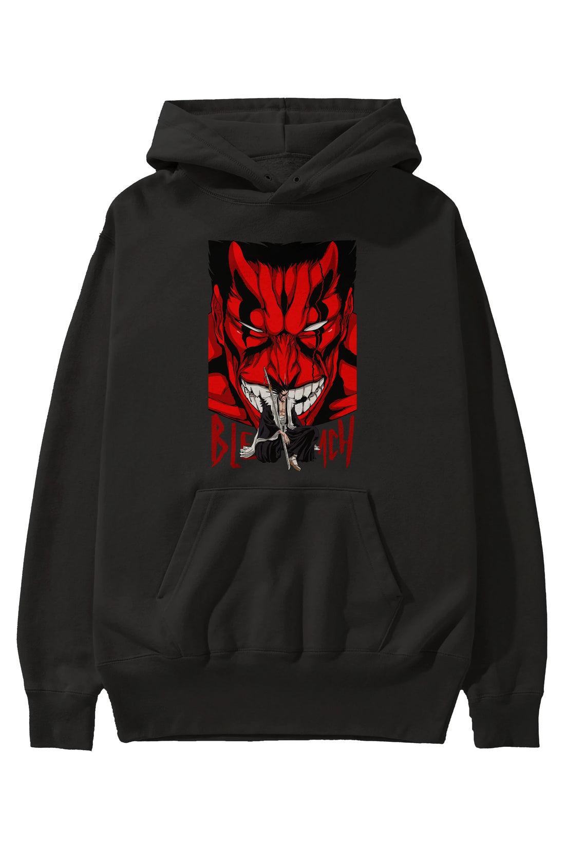 KENPACHI ZARAKI BLEACH Anime Ön Baskılı Hoodie Oversize Kapüşonlu Sweatshirt Erkek Kadın Unisex