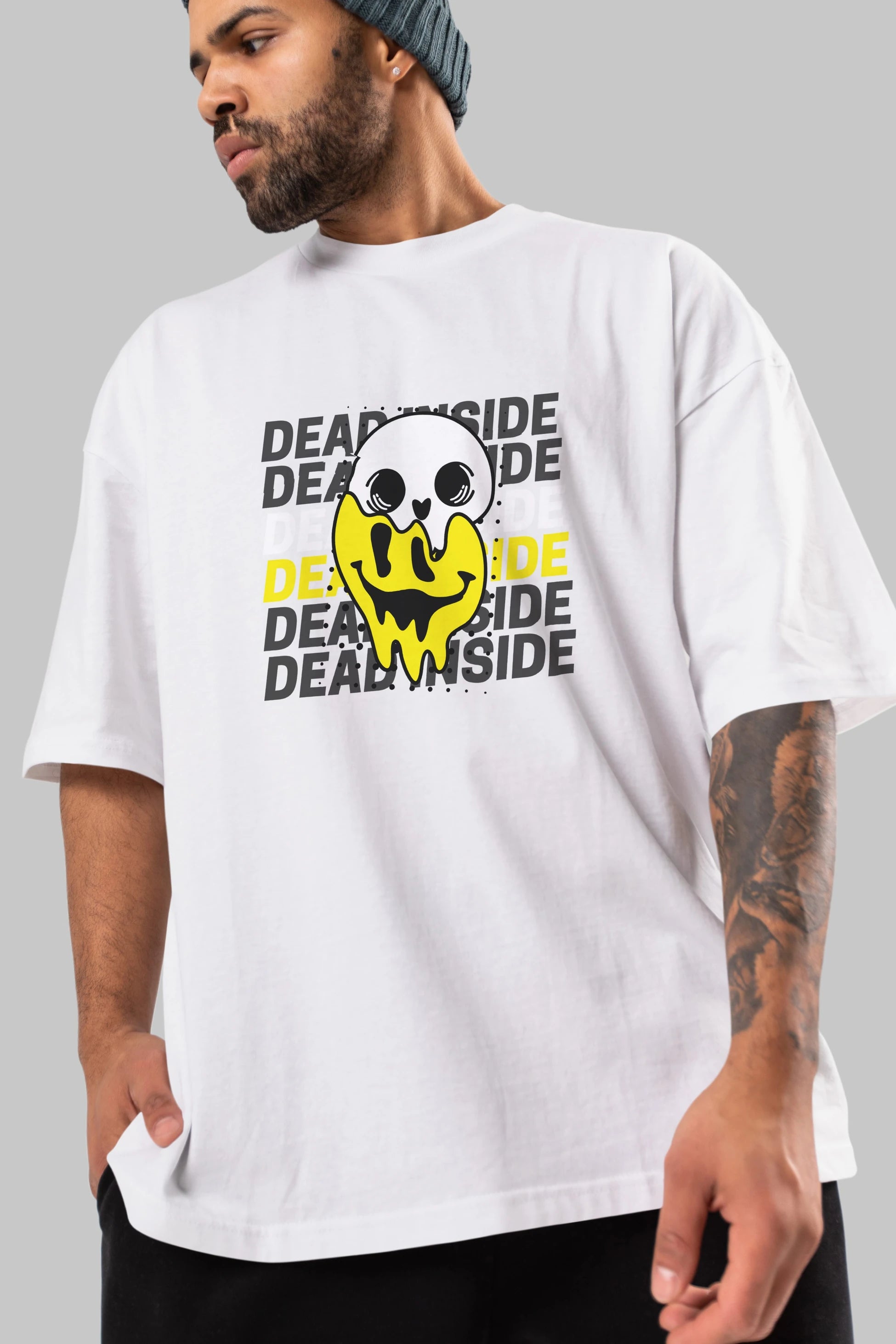 Dead Inside Yazılı Ön Baskılı Oversize t-shirt Erkek Kadın Unisex