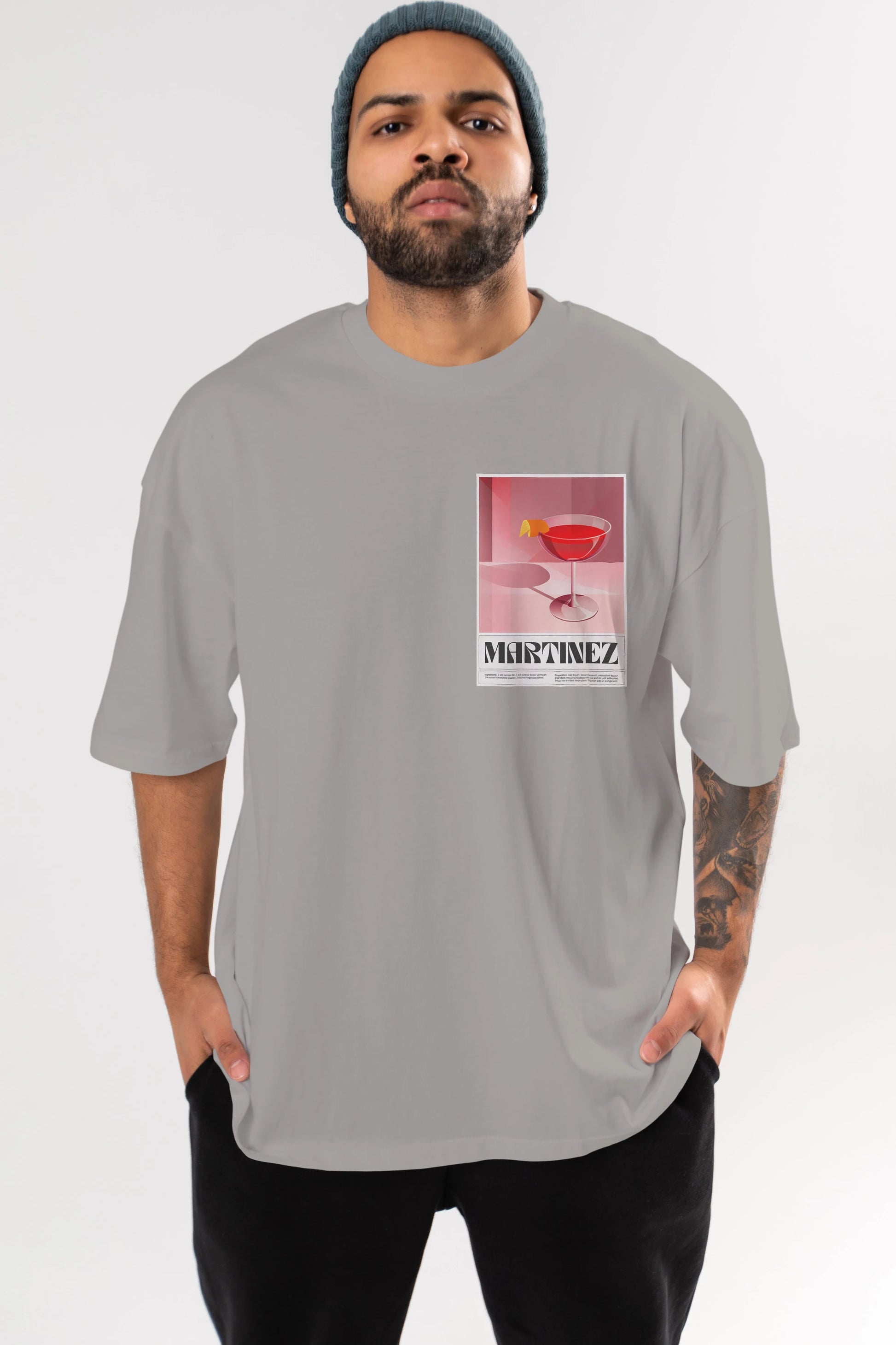 Martinez Ön Sol Baskılı Oversize t-shirt Erkek Kadın Unisex %100 Pamuk Bisiklet Yaka tişort