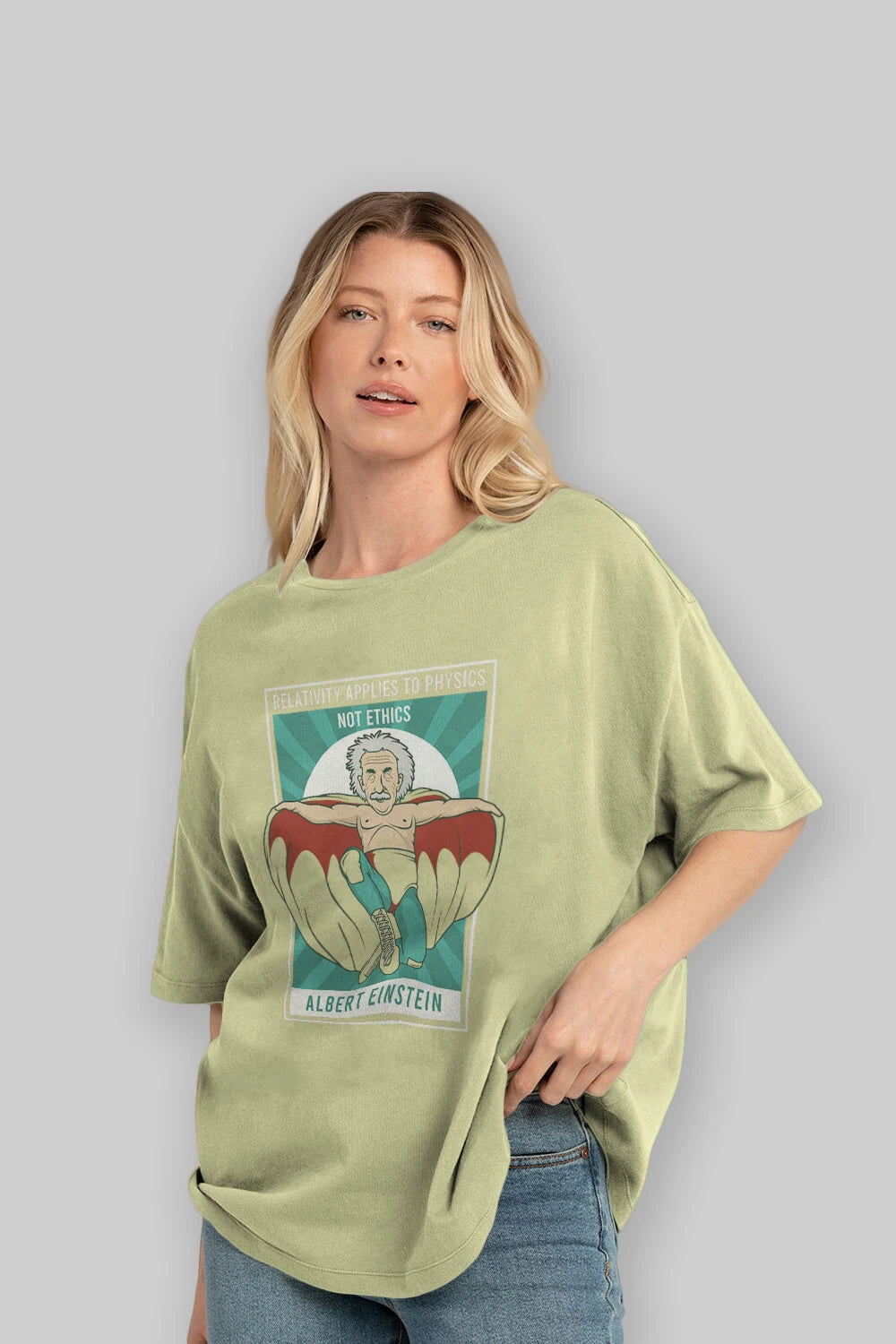 Nacho Libre Einstein Ön Baskılı Oversize t-shirt Erkek Kadın Unisex %100 Pamuk tişort