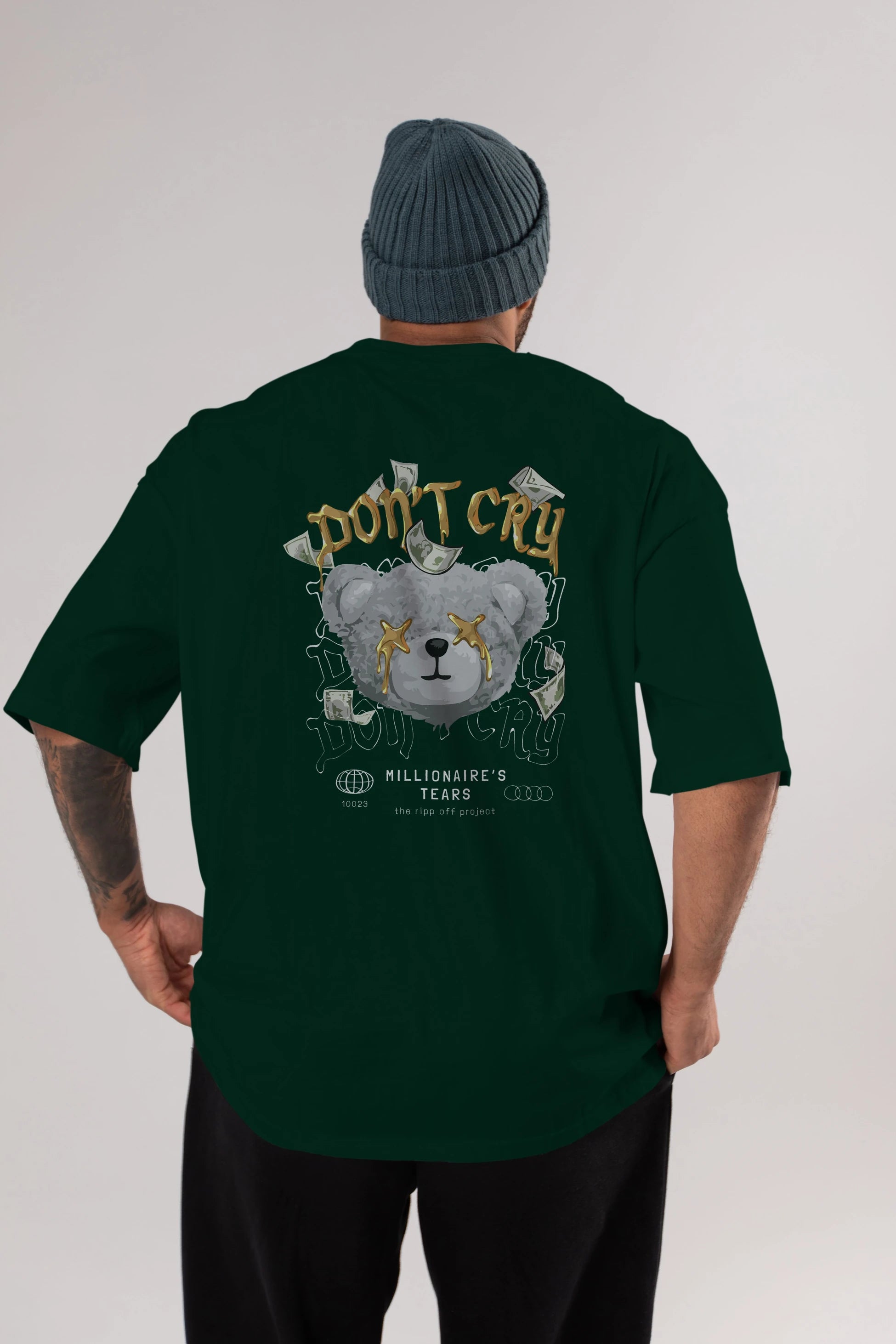 Dont Cry Bear Arka Baskılı Oversize t-shirt Erkek Kadın Unisex