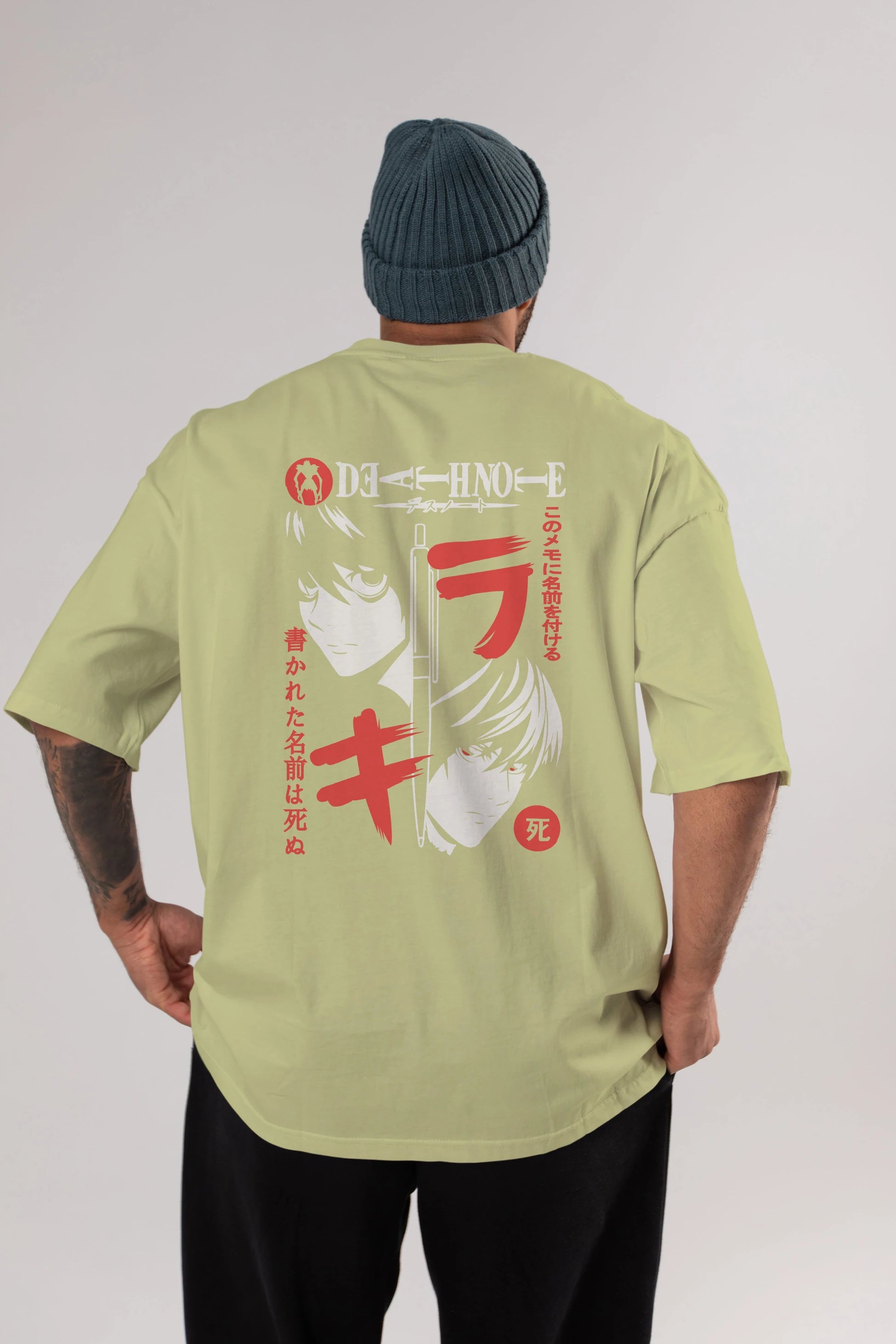 DEATHNOTE L vs KIRA Anime Arka Baskılı Oversize t-shirt Erkek Kadın Unisex