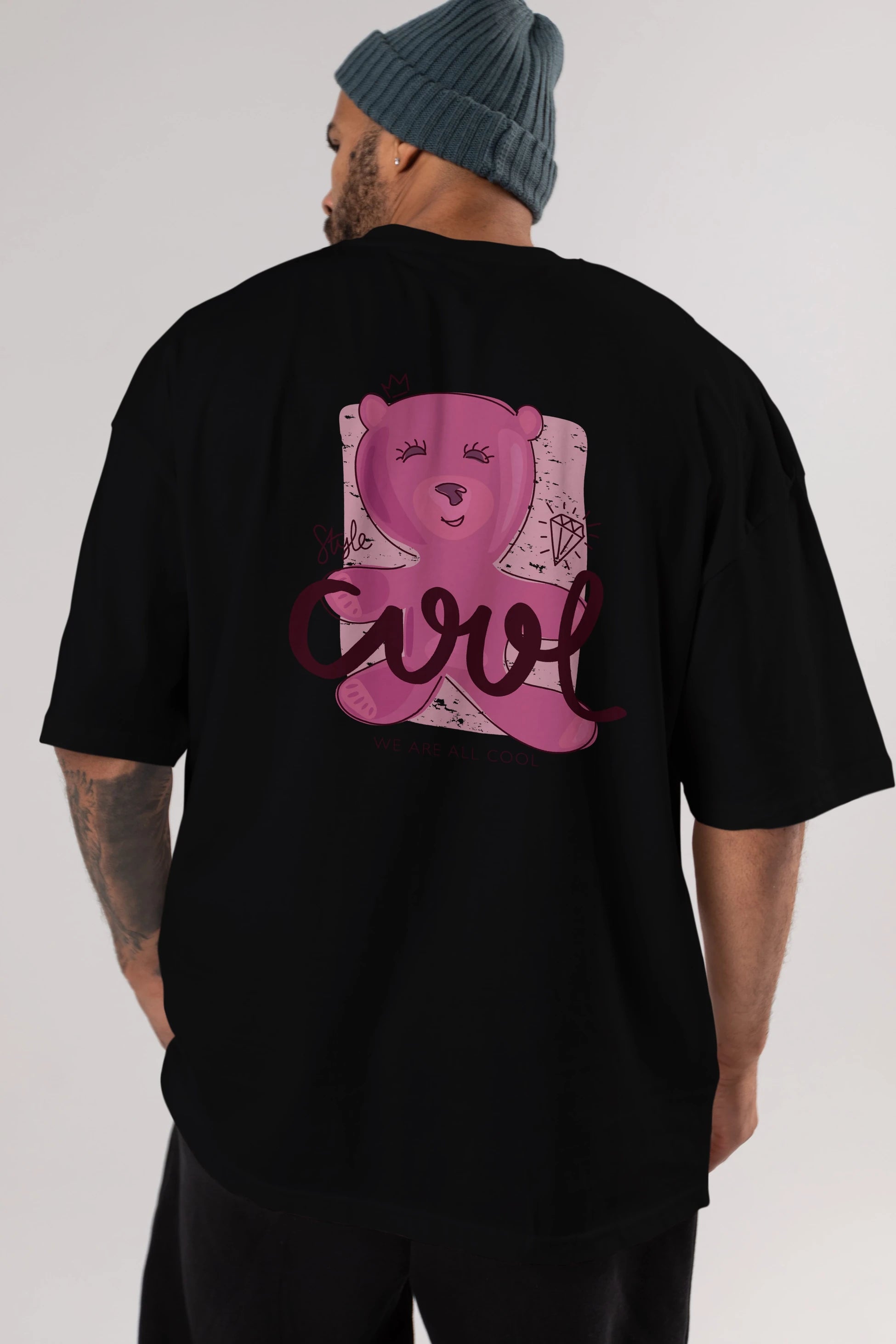 Cool Style Bear Arka Baskılı Oversize t-shirt Erkek Kadın Unisex