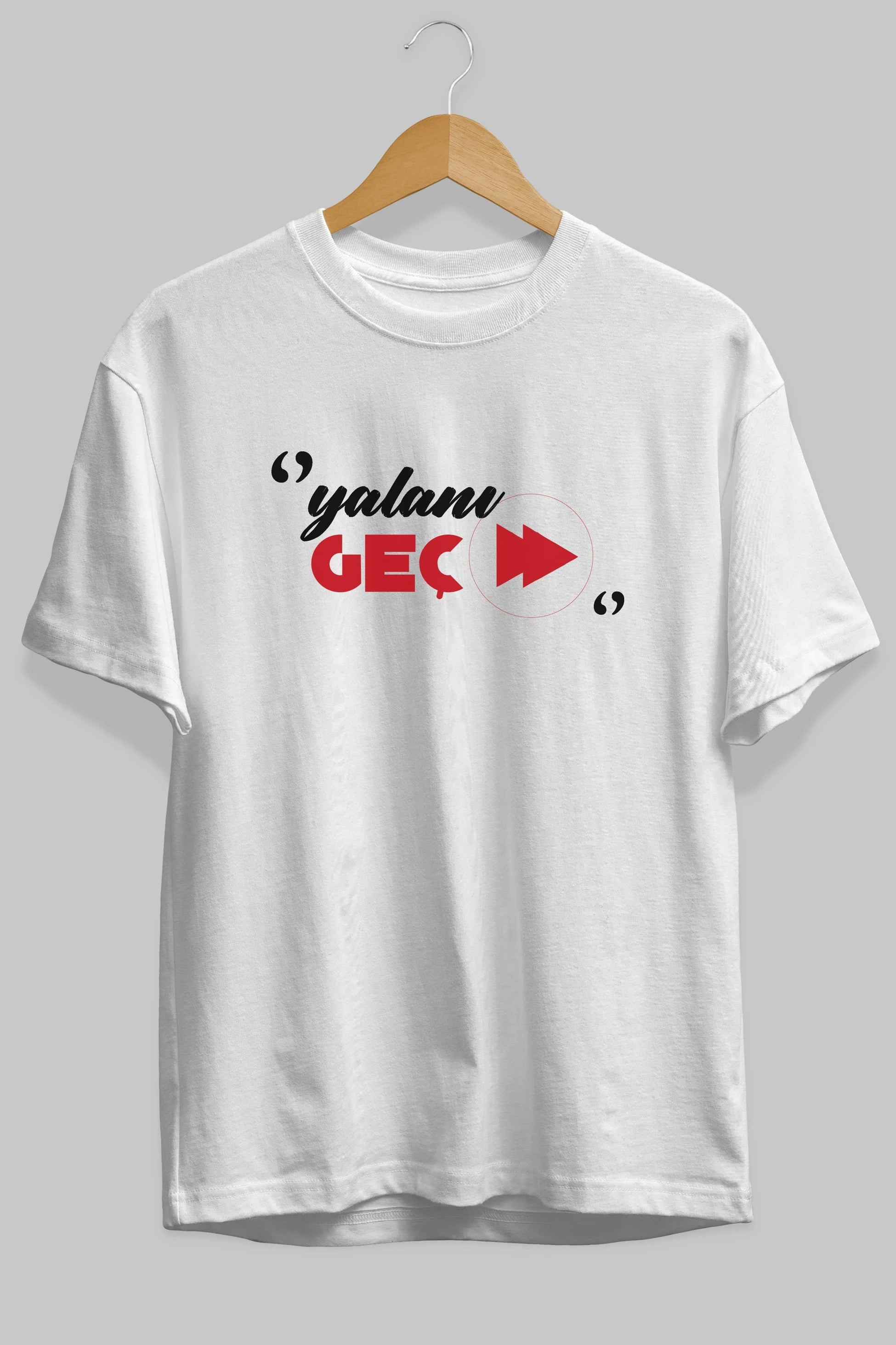 Yalanı Geç Ön Baskılı Oversize t-shirt %100 pamuk Erkek Kadın Unisex