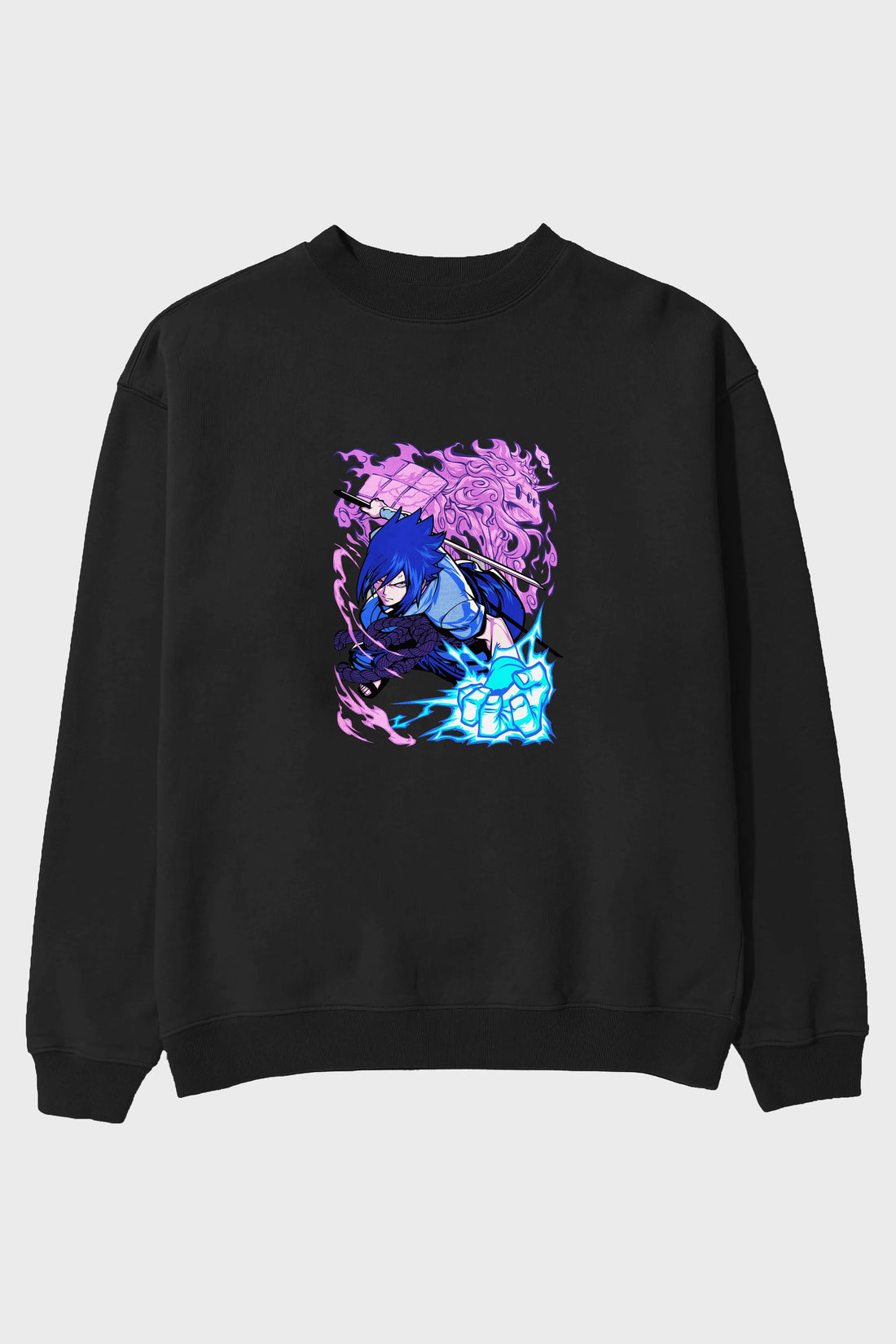 NARUTO SASUKE UCHIHA 2 Anime Ön Baskılı Oversize Sweatshirt Erkek Kadın Unisex