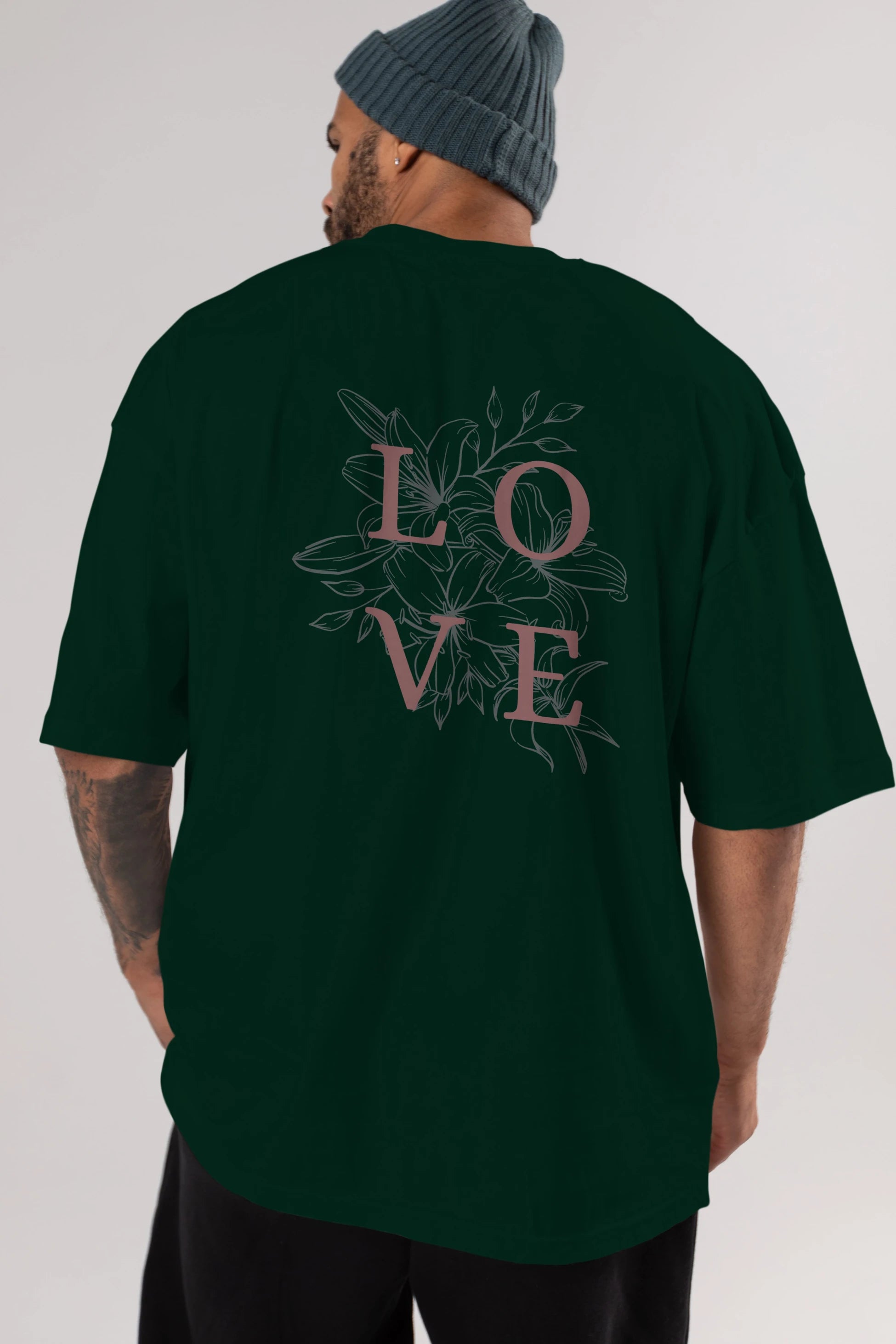 Love Yazılı Arka Baskılı Oversize t-shirt Erkek Kadın Unisex