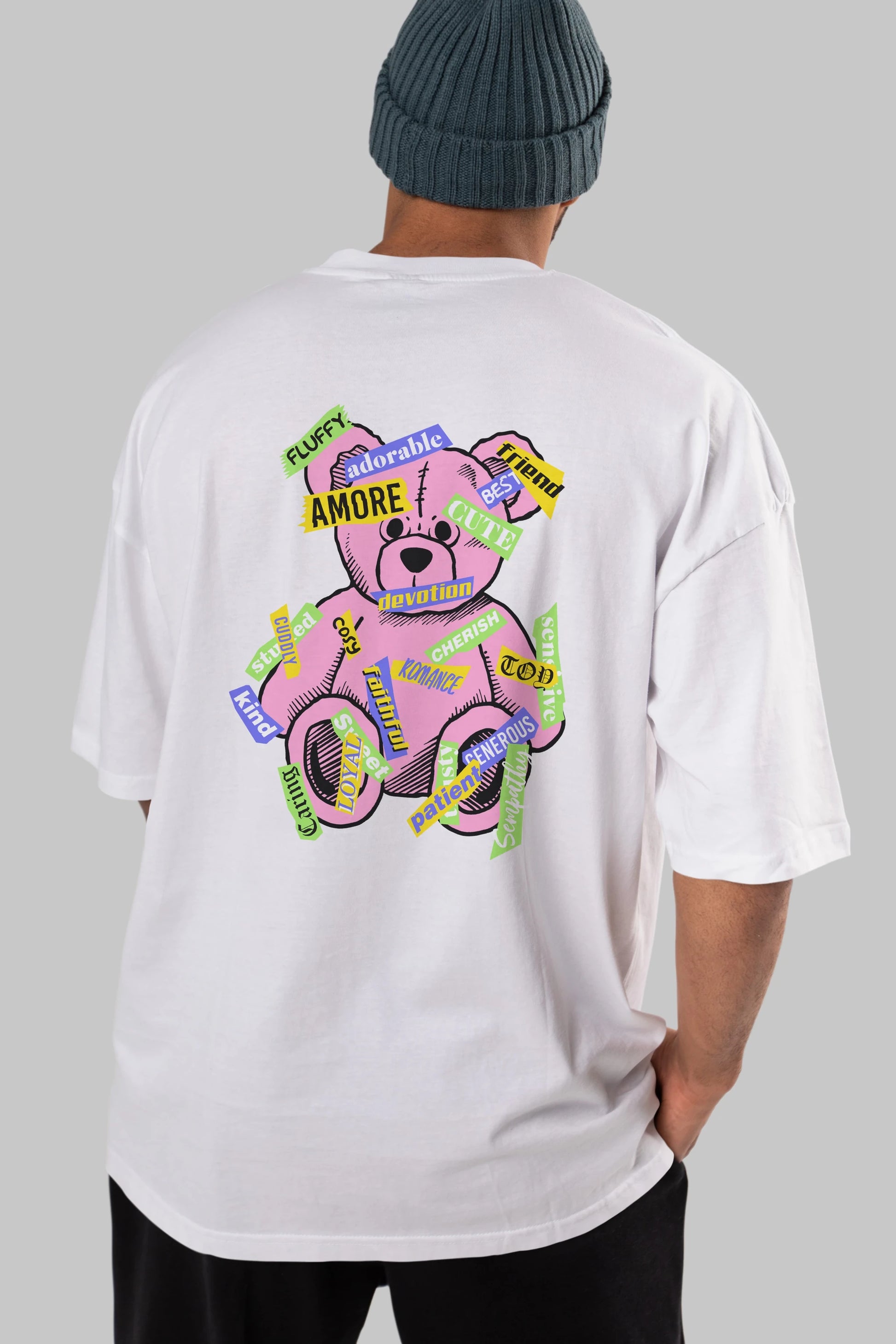 Teddy Bear Cute Arka Baskılı Oversize t-shirt Erkek Kadın Unisex