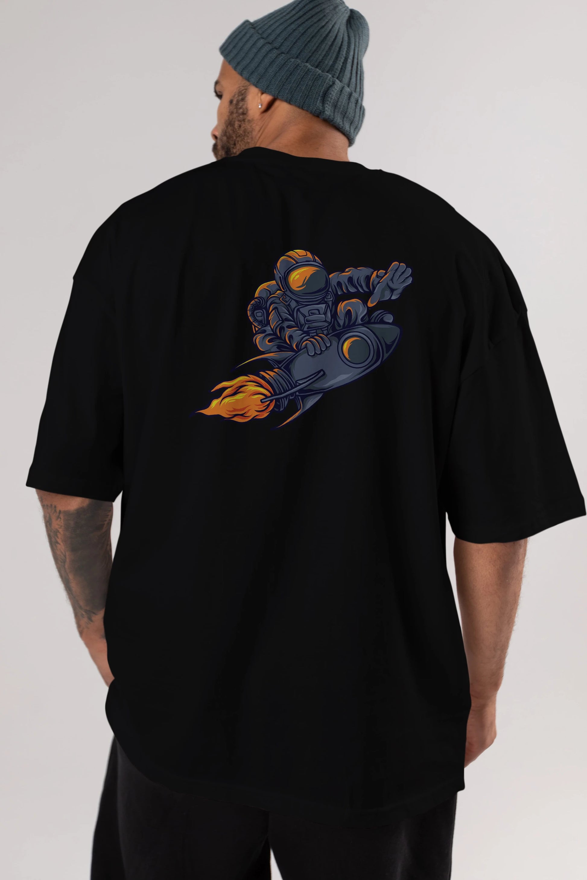 Astrocket Illustration Tshirt Arka Baskılı Oversize t-shirt Erkek Kadın Unisex