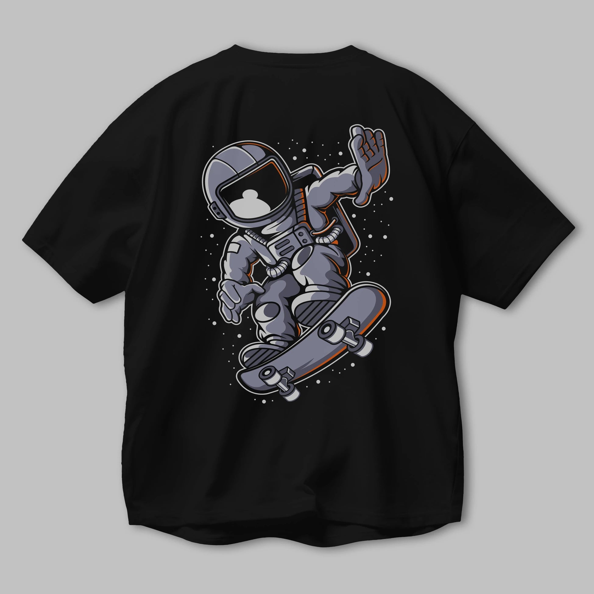 Astronaut Skateboard Arka Baskılı Oversize t-shirt Erkek Kadın Unisex