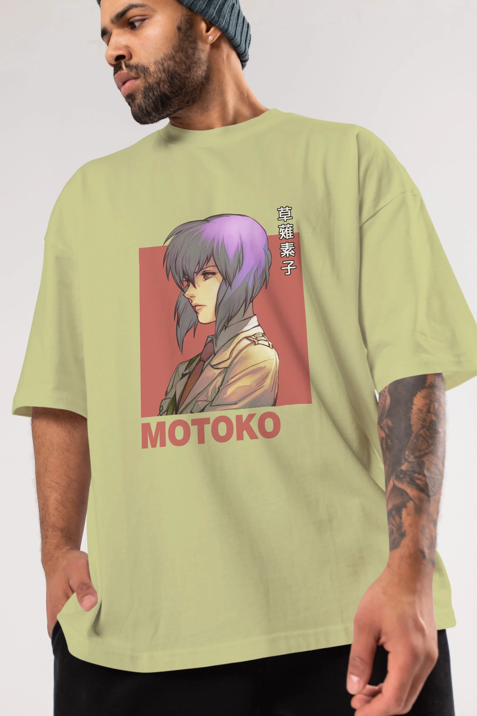 Motoko Kusanagi 12 Anime Ön Baskılı Oversize t-shirt %100 pamuk Erkek Kadın Unisex