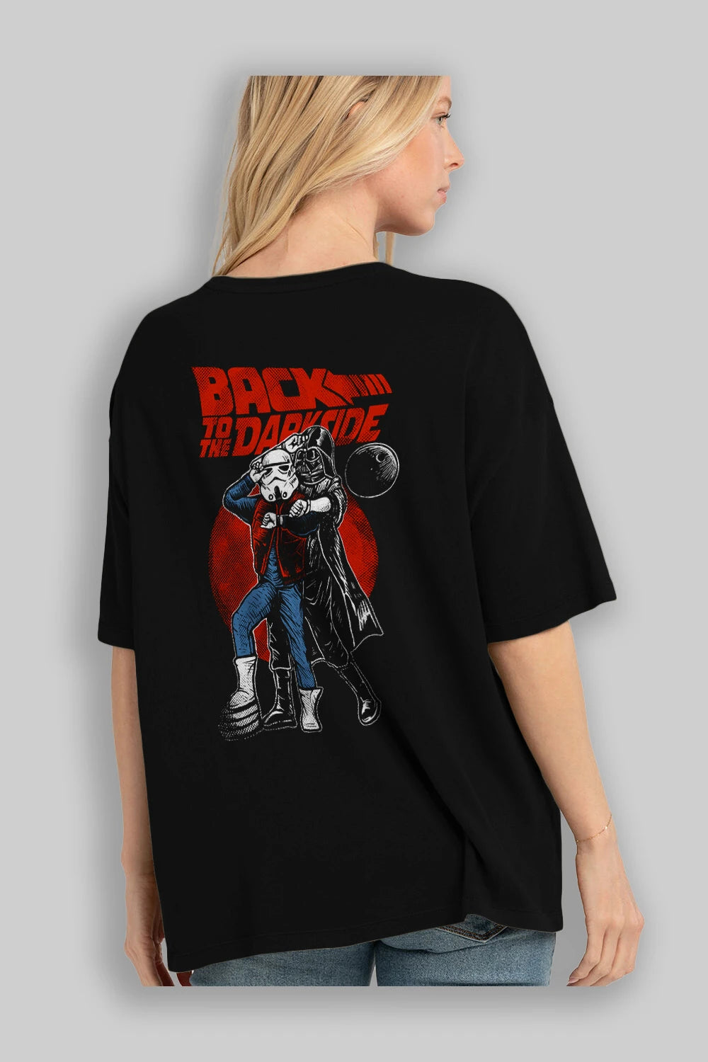 Back To The Darkside Arka Baskılı Oversize t-shirt Erkek Kadın Unisex %100 Pamuk