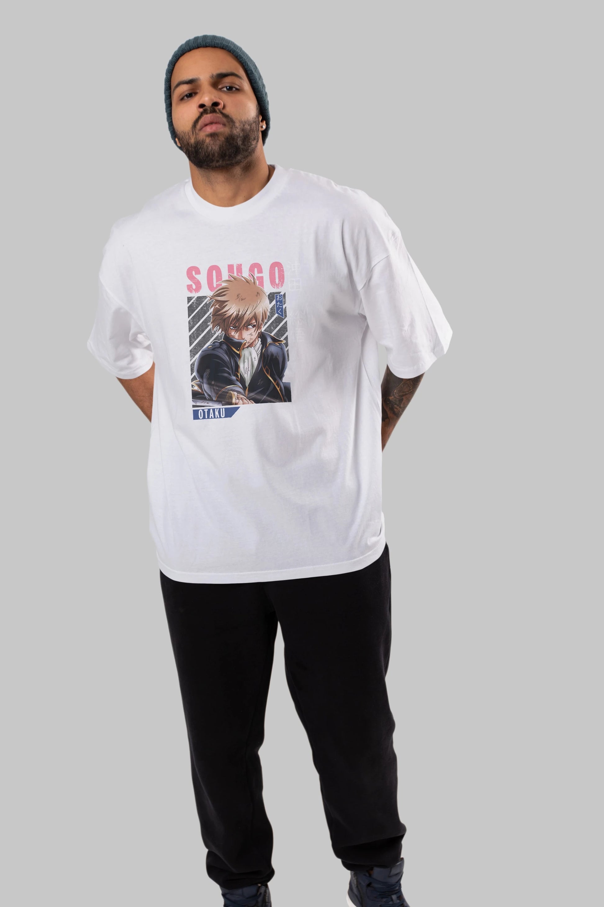 Sougo Okita GINTAMA Anime Ön Baskılı Oversize t-shirt %100 pamuk Erkek Kadın Unisex