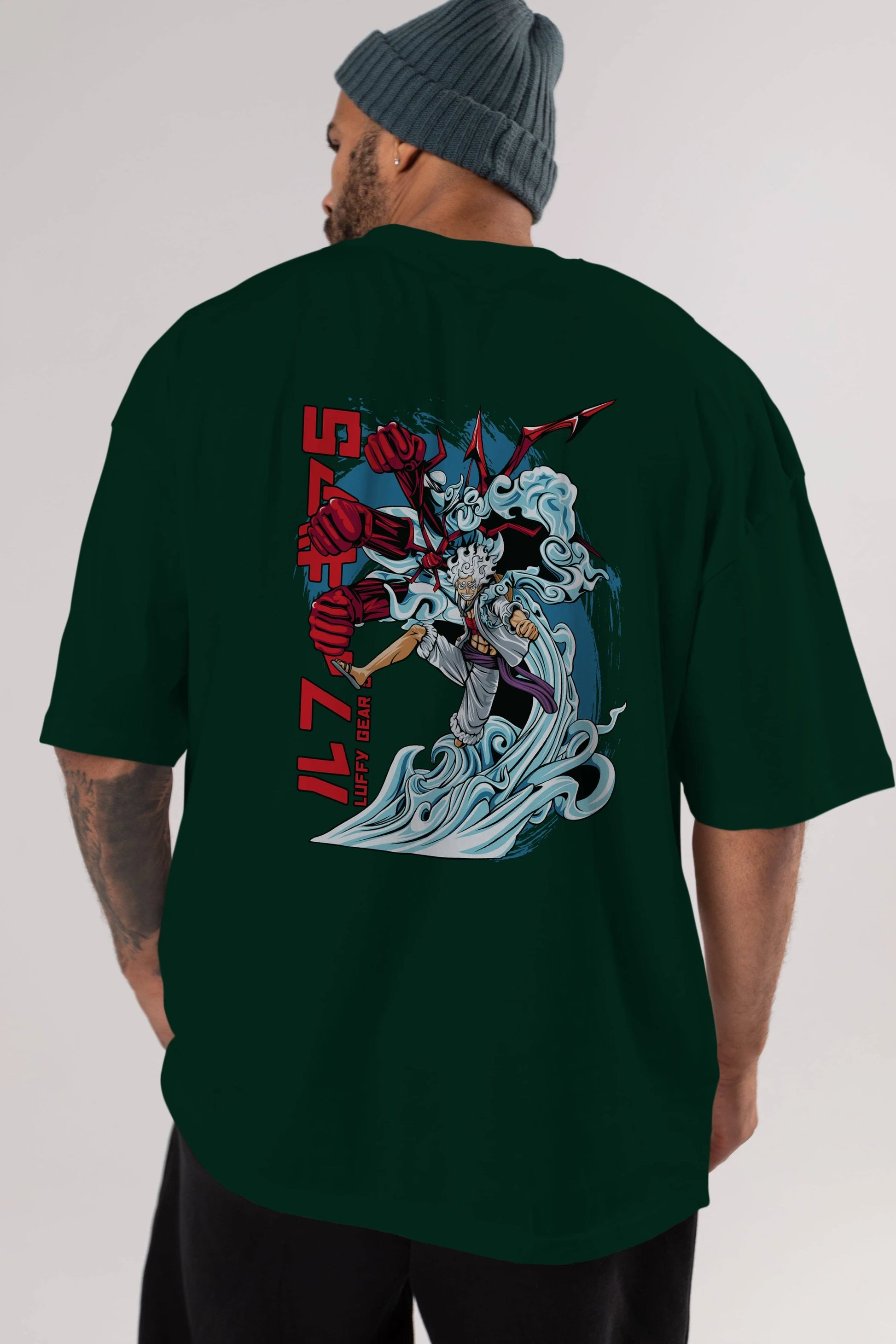 MONKEY D. LUFFY GEAR5 2 Anime Arka Baskılı Oversize t-shirt Erkek Kadın Unisex