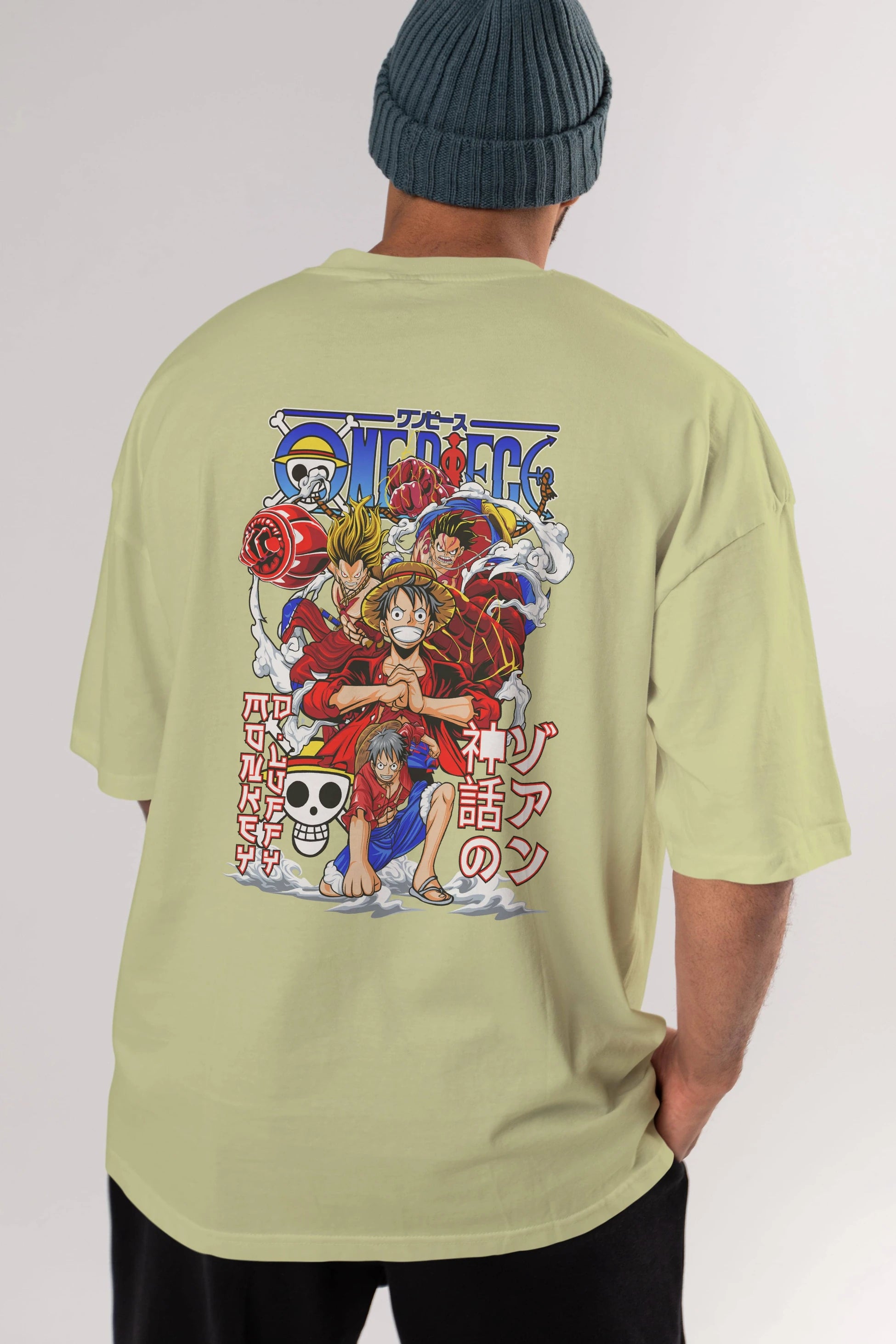 MONKEY D. LUFF-ONE PIECE 2 Anime Arka Baskılı Oversize t-shirt Erkek Kadın Unisex