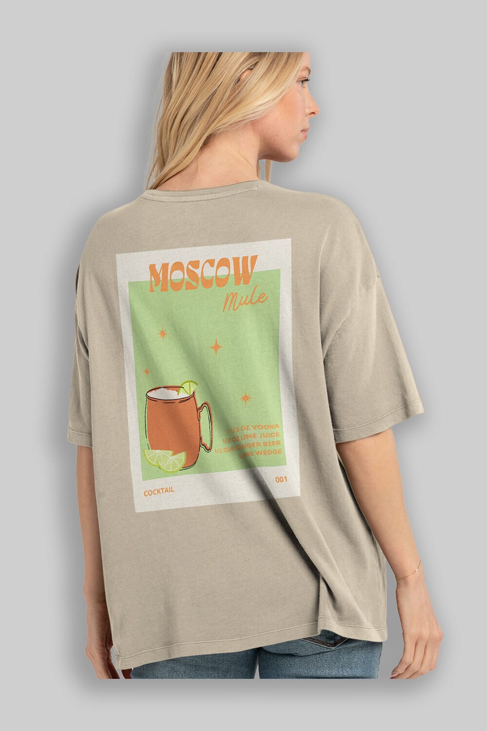 Moscow Mule 2 Arka Baskılı Oversize t-shirt Erkek Kadın Unisex %100 Pamuk Bisiklet Yaka tişort