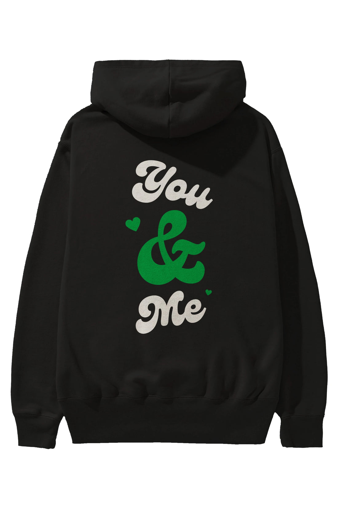 You and Me Yazılı Arka Baskılı Oversize Hoodie Kapüşonlu Sweatshirt Erkek Kadın Unisex