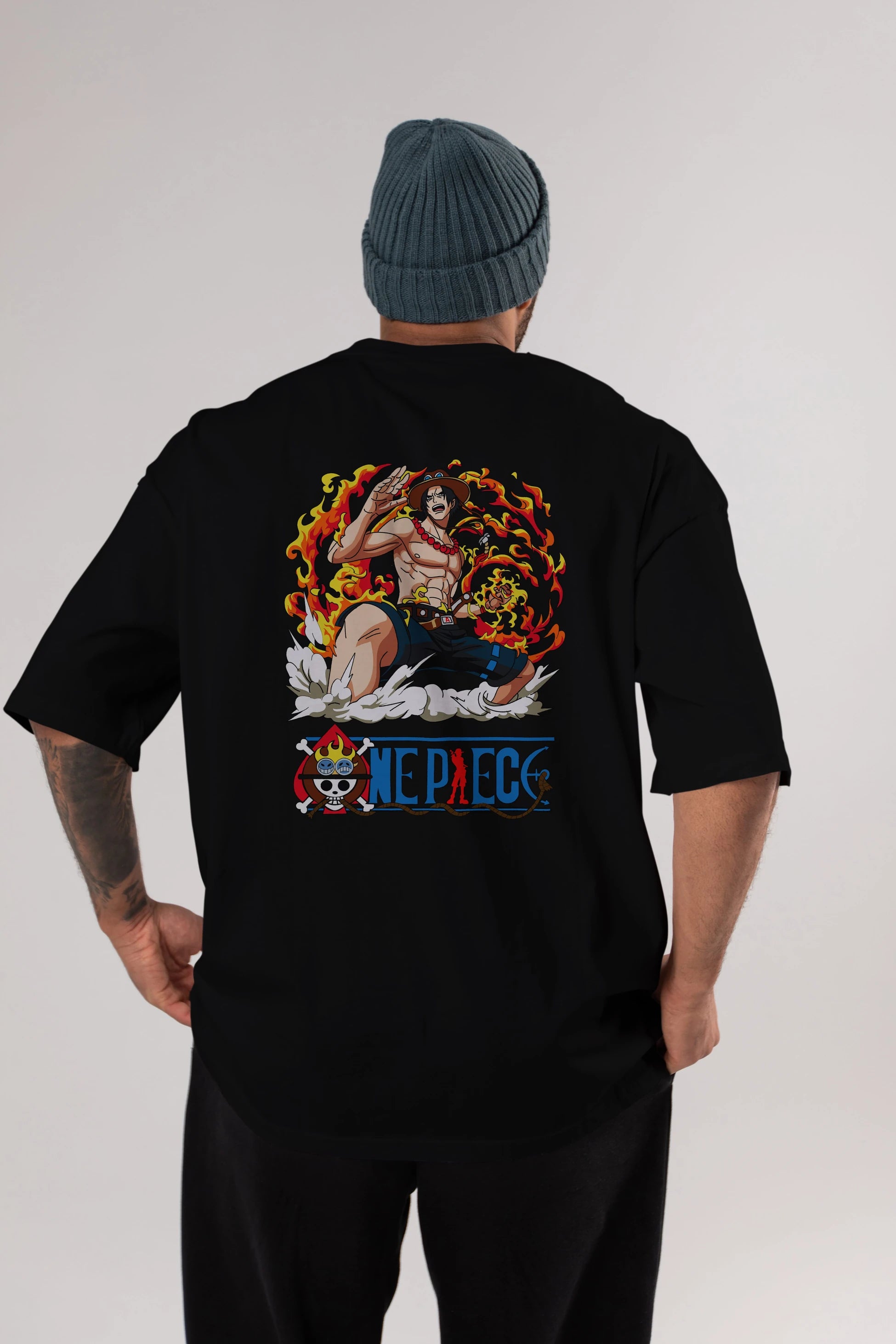 One Piece Anime Arka Baskılı Oversize t-shirt Erkek Kadın Unisex %100 pamuk tişort