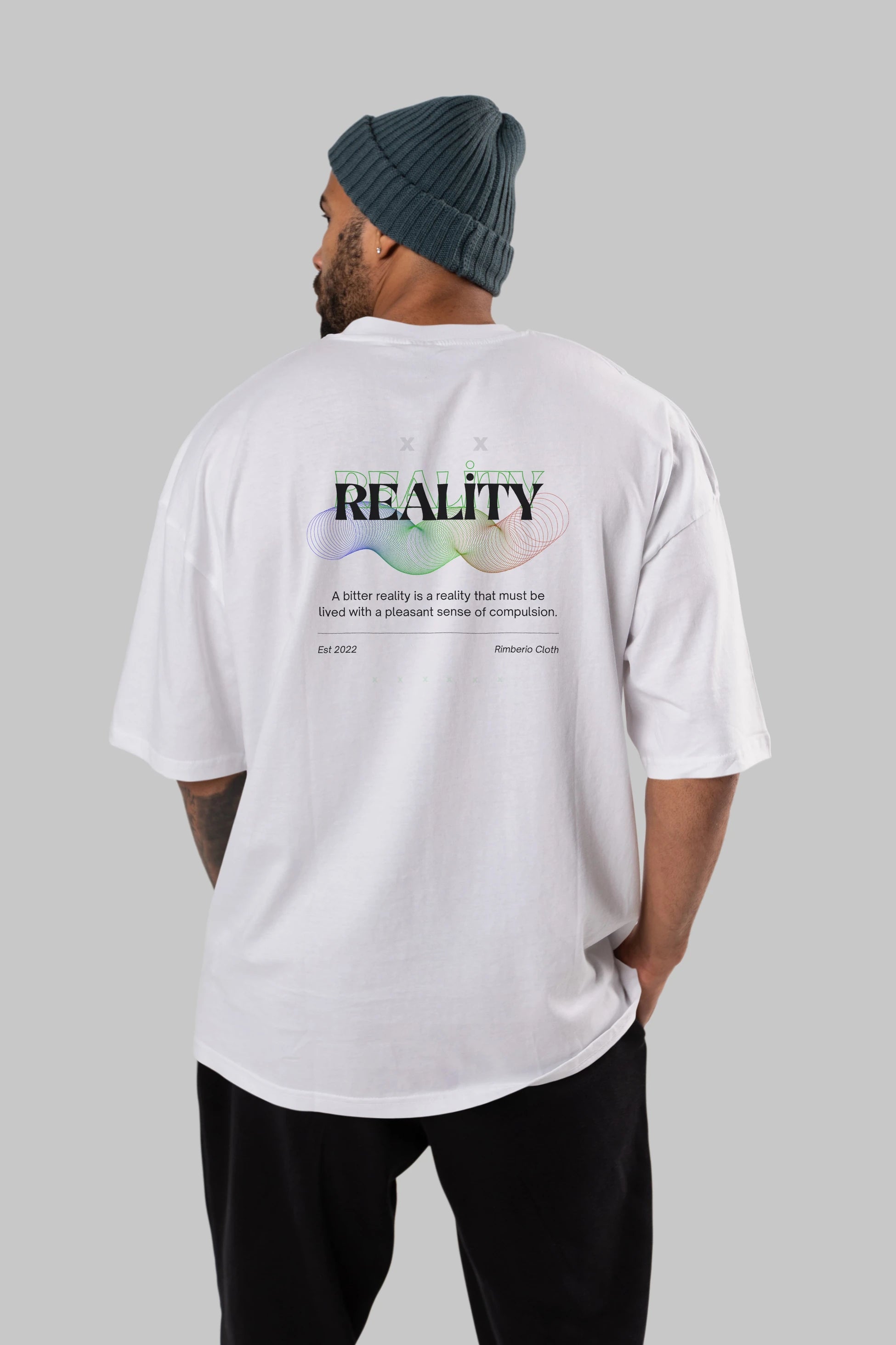 Reality 2 Arka Baskılı Oversize t-shirt Erkek Kadın Unisex