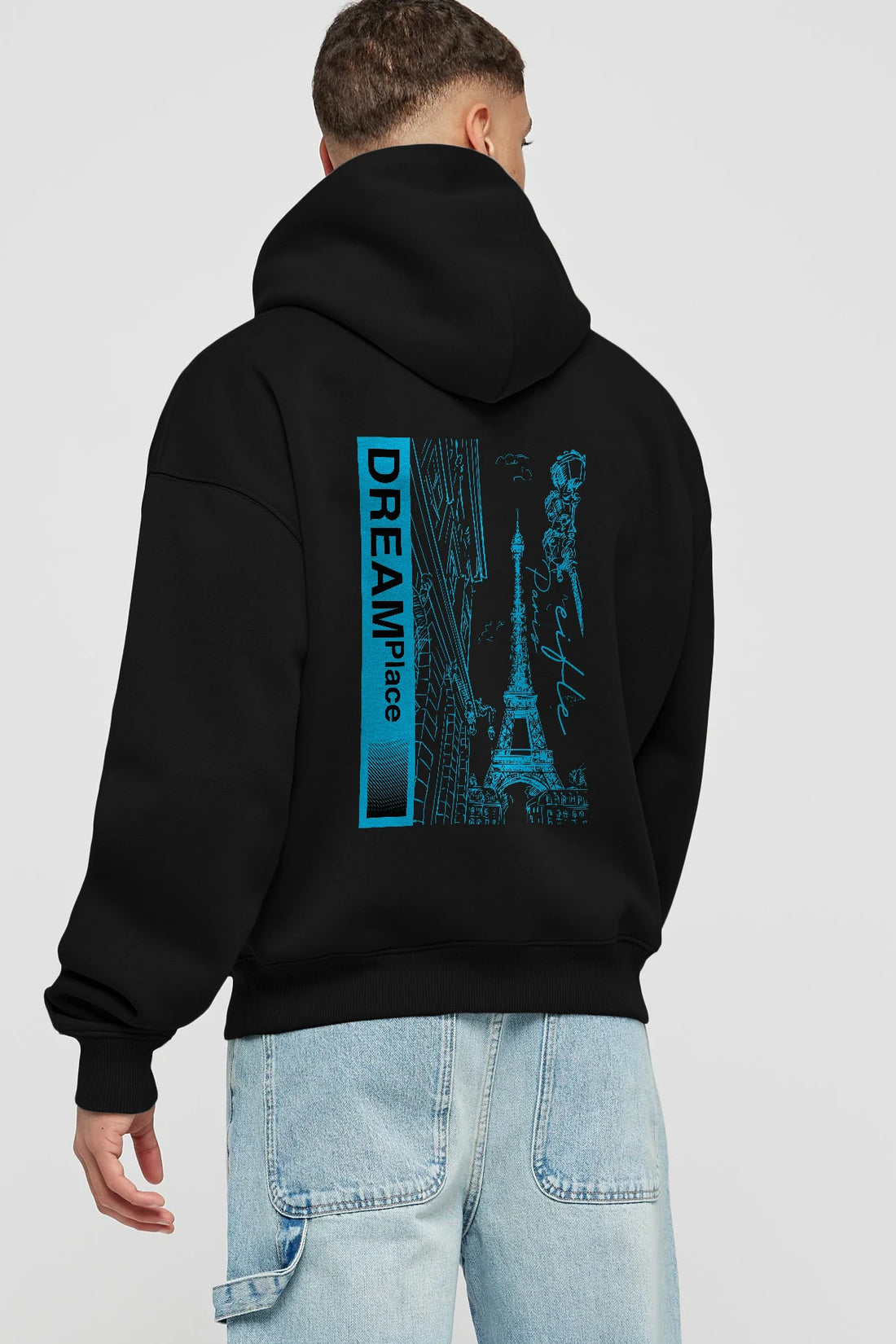 Dream Place Arka Baskılı Hoodie Oversize Kapüşonlu Sweatshirt Erkek Kadın Unisex