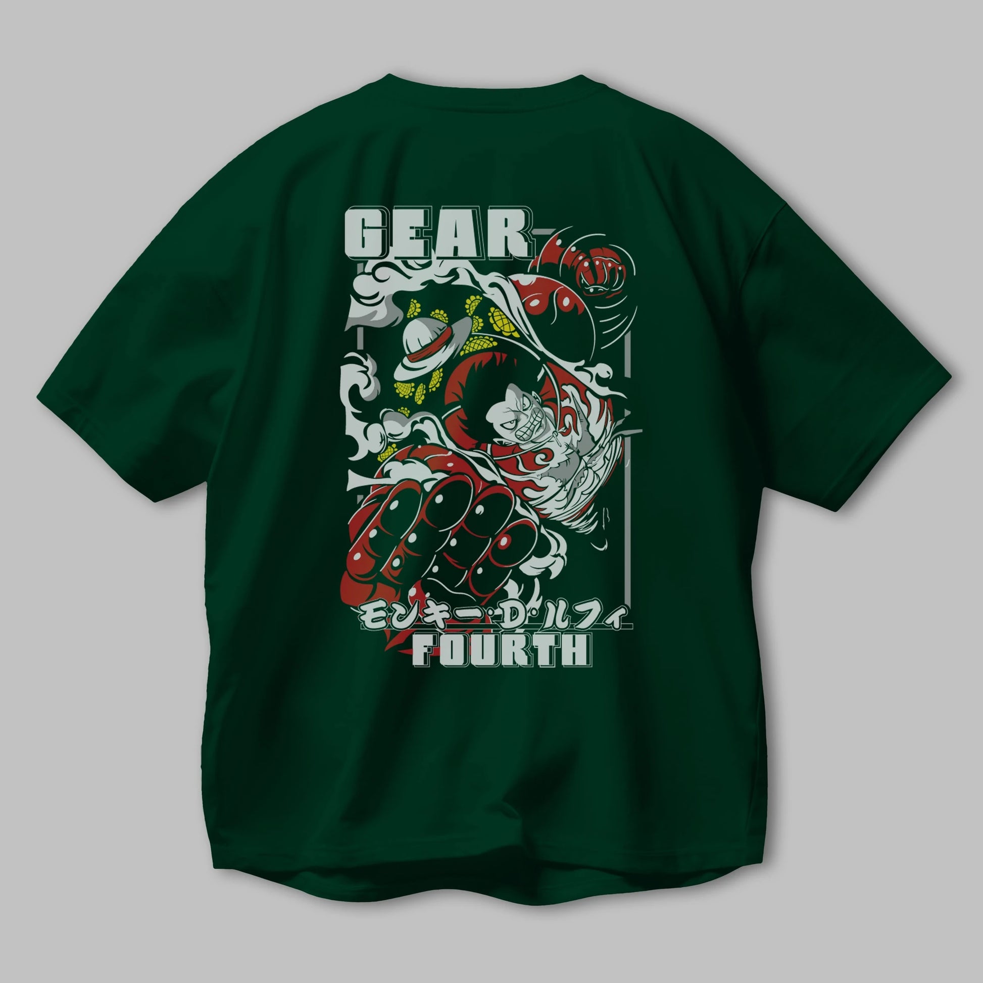 LUFFY gear fourth Anime Arka Baskılı Oversize t-shirt Erkek Kadın Unisex