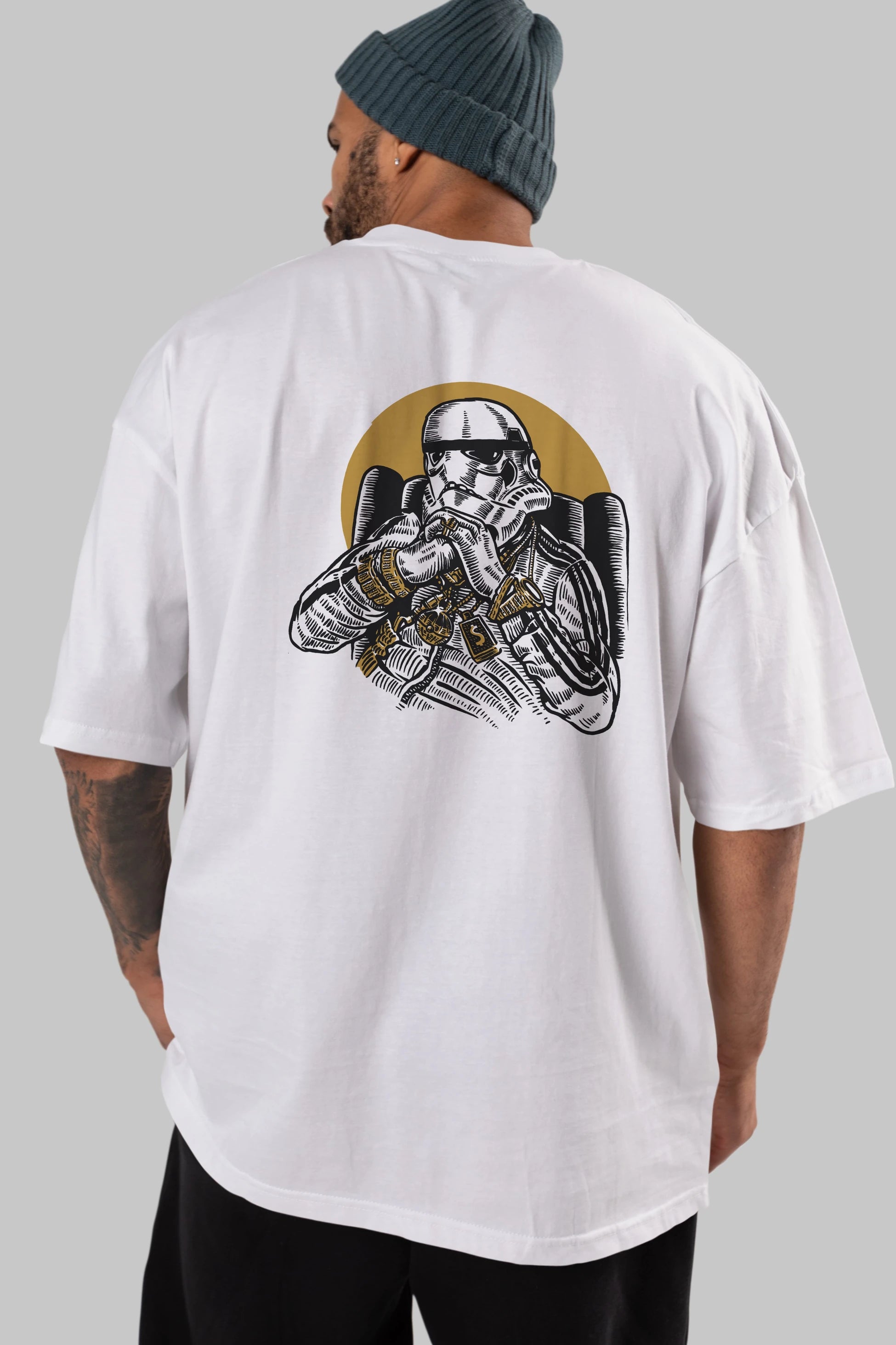 Trooper Dee Jay Arka Baskılı Oversize t-shirt Erkek Kadın Unisex %100 Pamuk