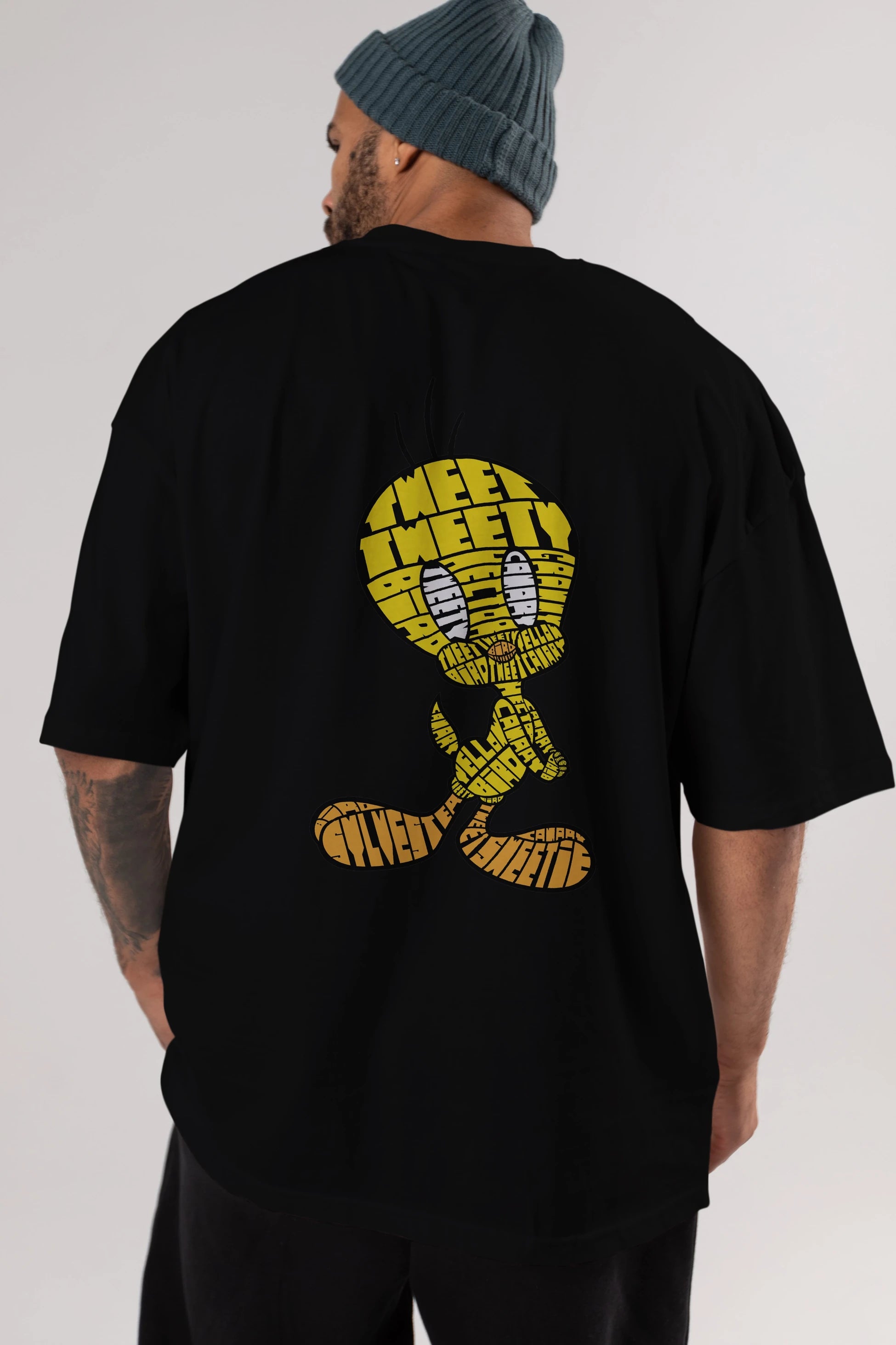 Tweety Arka Baskılı Oversize t-shirt %100 pamuk Erkek Kadın Unisex