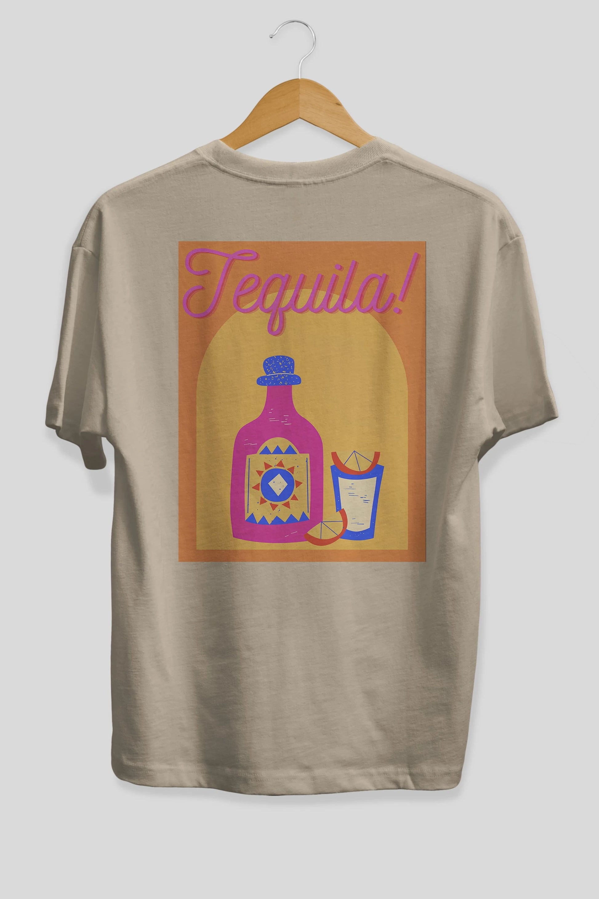 Tequila Arka Baskılı Oversize t-shirt Erkek Kadın Unisex %100 Pamuk Bisiklet Yaka tişort