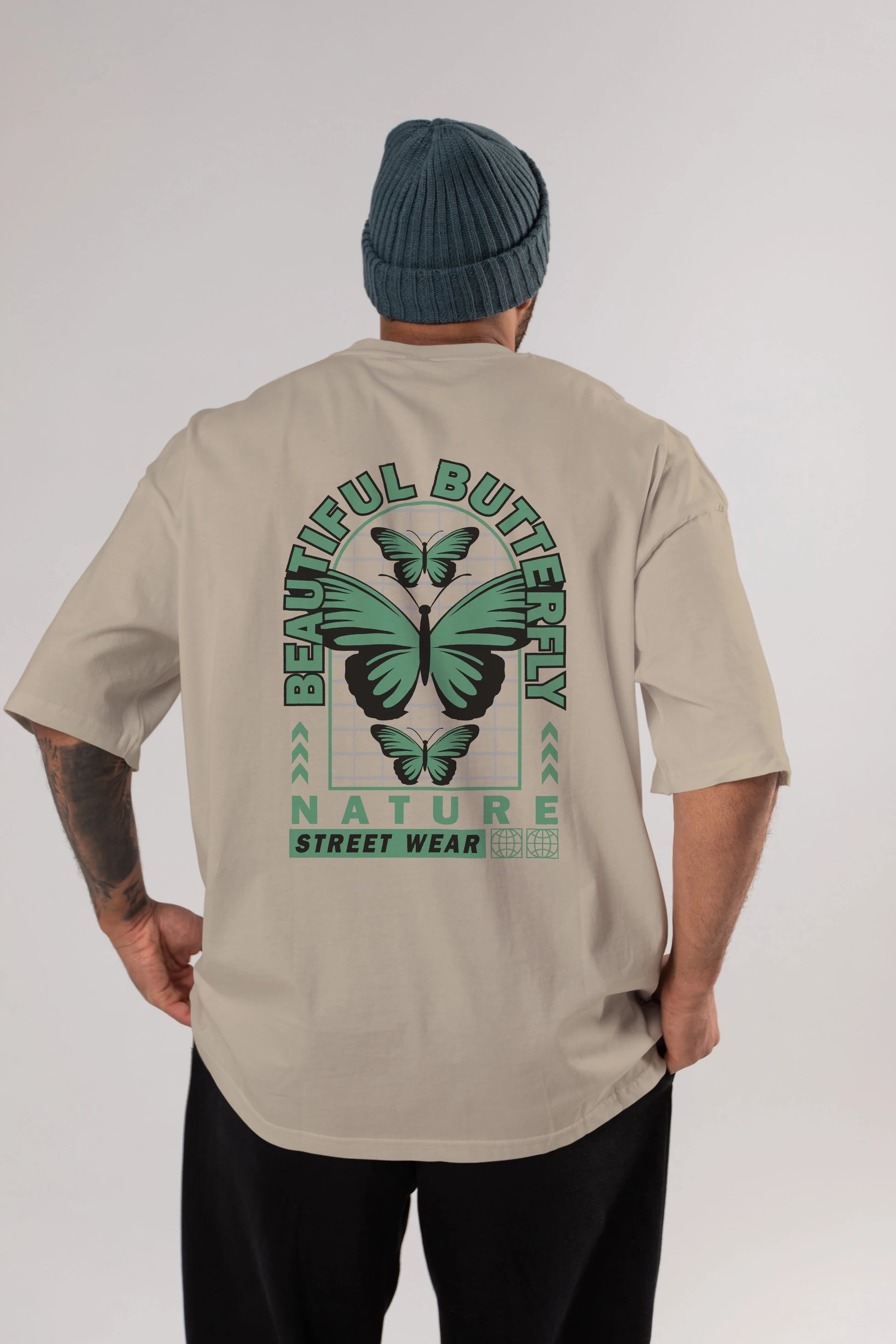 Beautiful Butterfly Arka Baskılı Oversize t-shirt Erkek Kadın Unisex