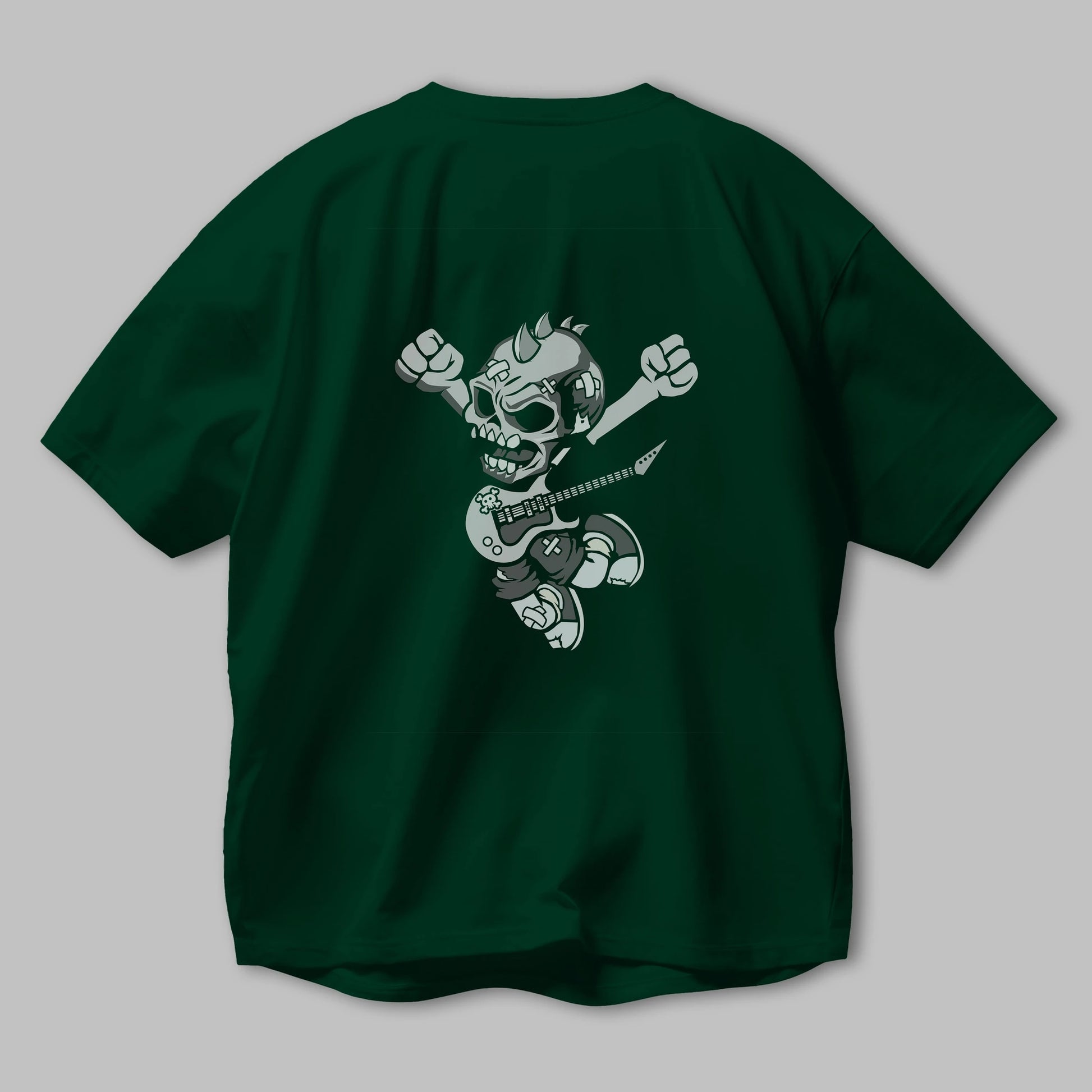 Punk Rocker Metal Guitar Arka Baskılı Oversize t-shirt Erkek Kadın Unisex %100 Pamuk tişort