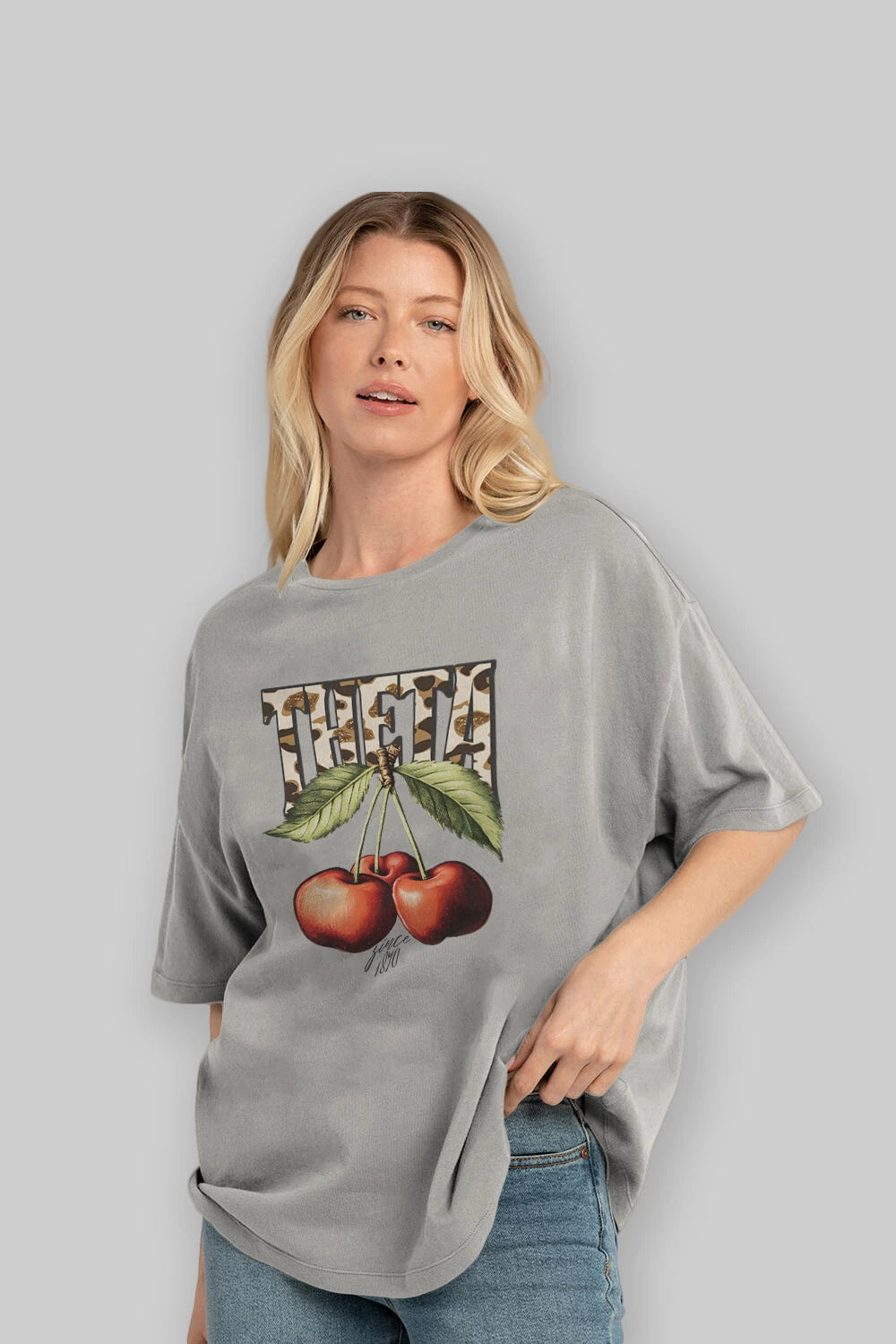 Cherry Cherries 9 Ön Baskılı Oversize t-shirt Erkek Kadın Pamuk Bisiklet Yaka tişort