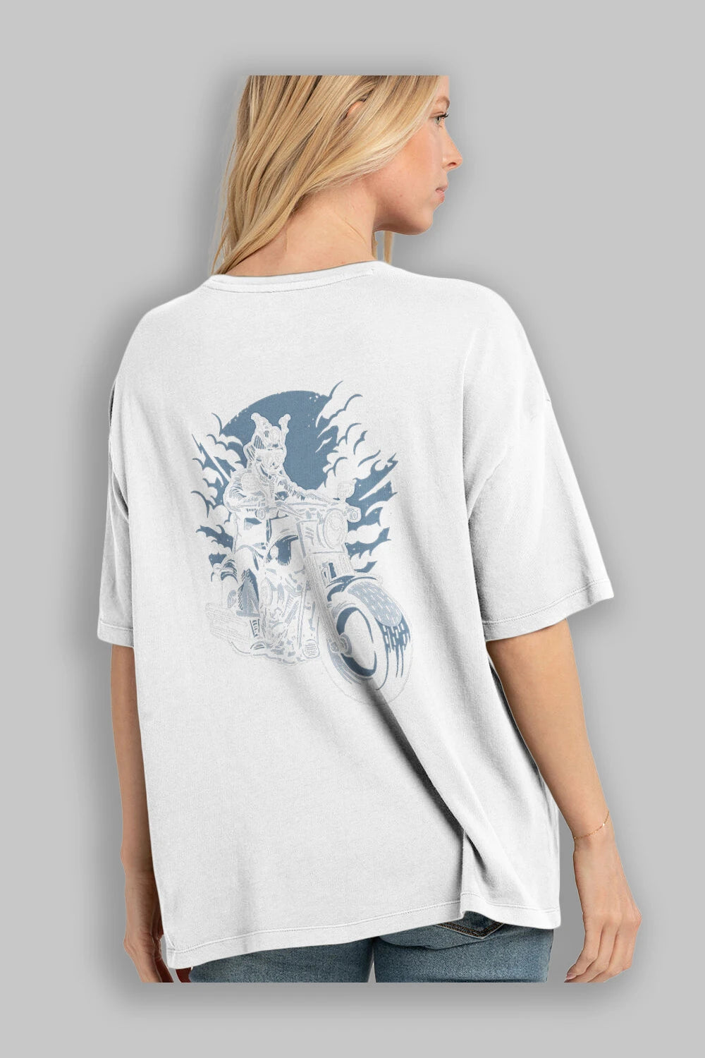 Samurai Ride Arka Baskılı Oversize t-shirt Erkek Kadın Unisex %100 Pamuk