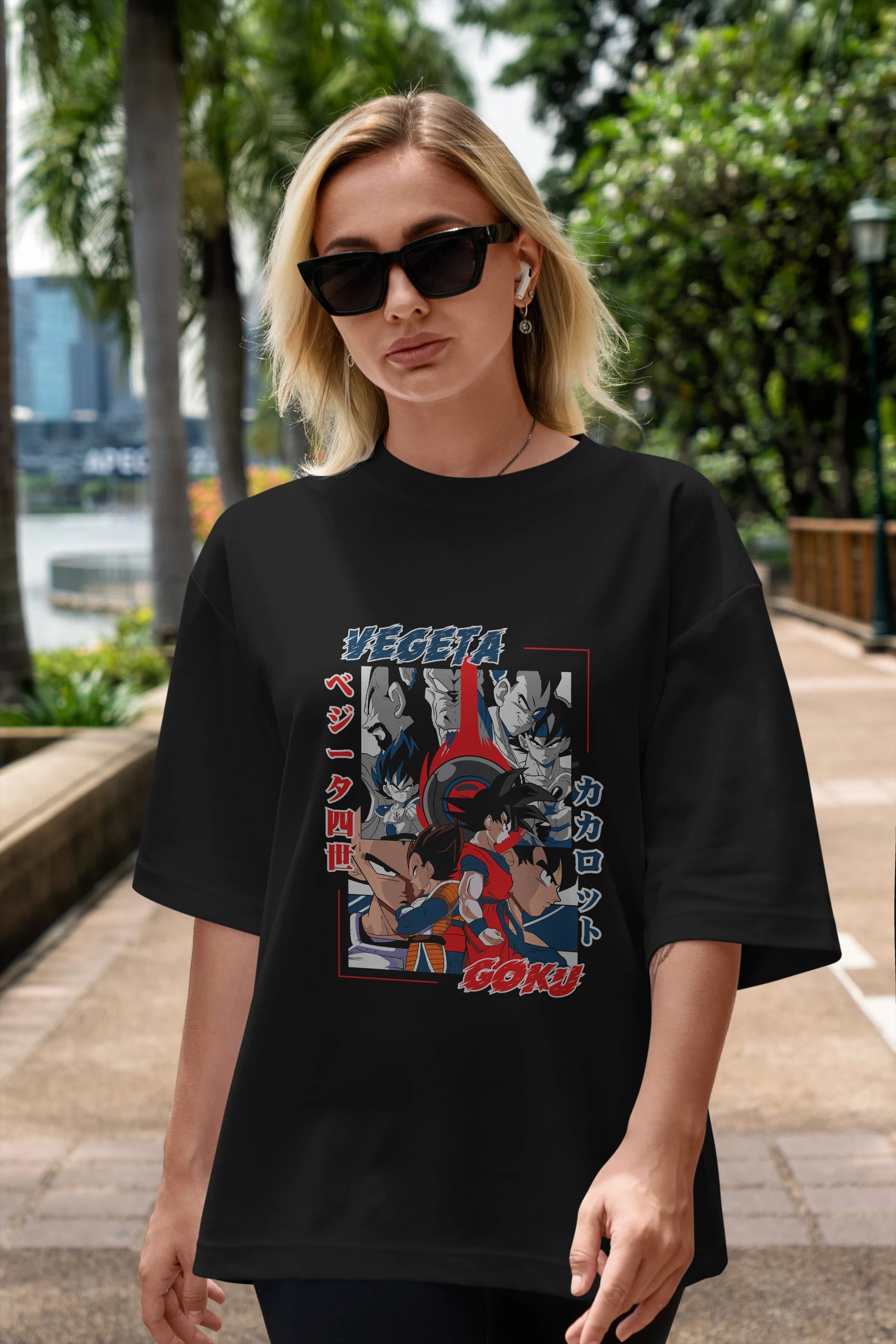 VEGETA VS GOKU Anime Ön Baskılı Oversize t-shirt %100 pamuk Erkek Kadın Unisex