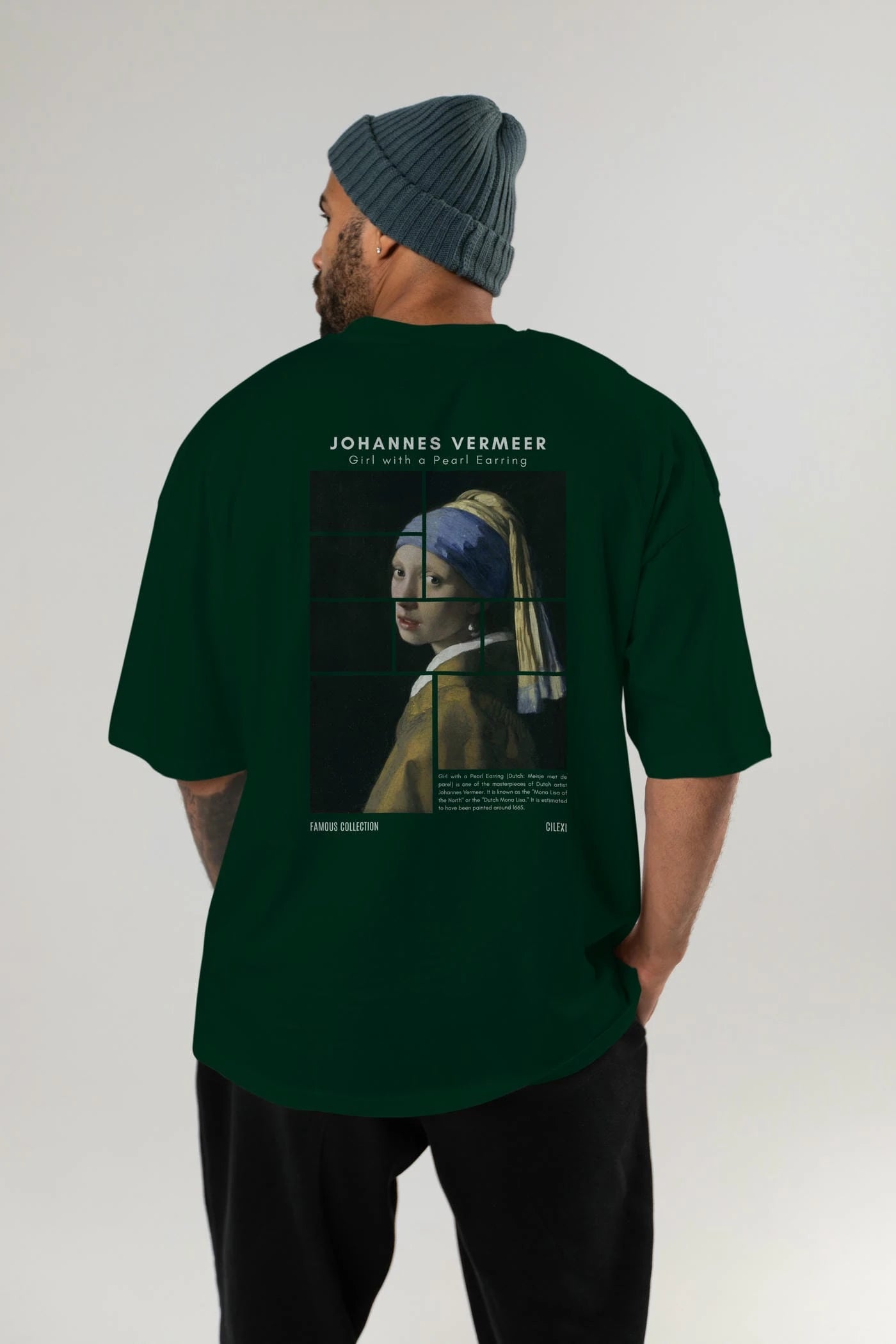 Johannes Vermeer Arka Baskılı Oversize t-shirt Erkek Kadın Bisiklet Yaka Pamuk tişort