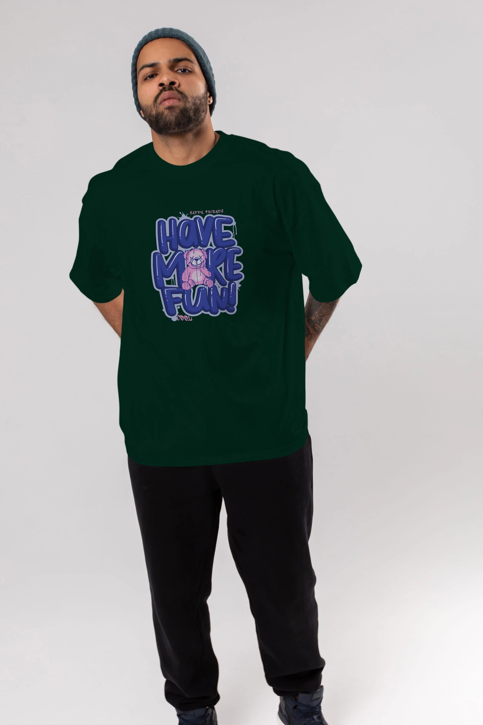 Have More Fun Bear Ön Baskılı Oversize t-shirt Erkek Kadın Unisex