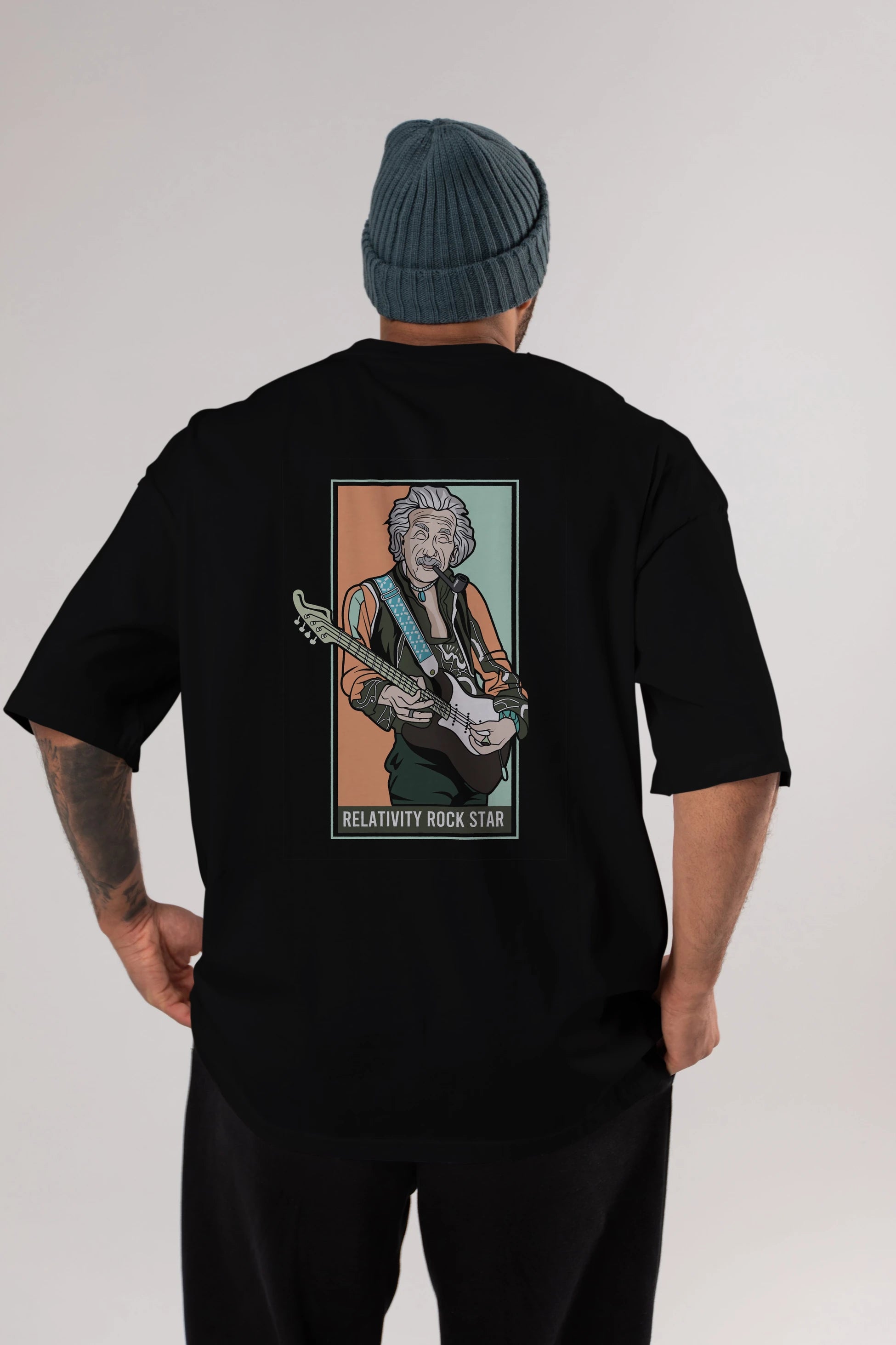 Jimmy Einstein Arka Baskılı Oversize t-shirt Erkek Kadın Unisex %100 Pamuk tişort