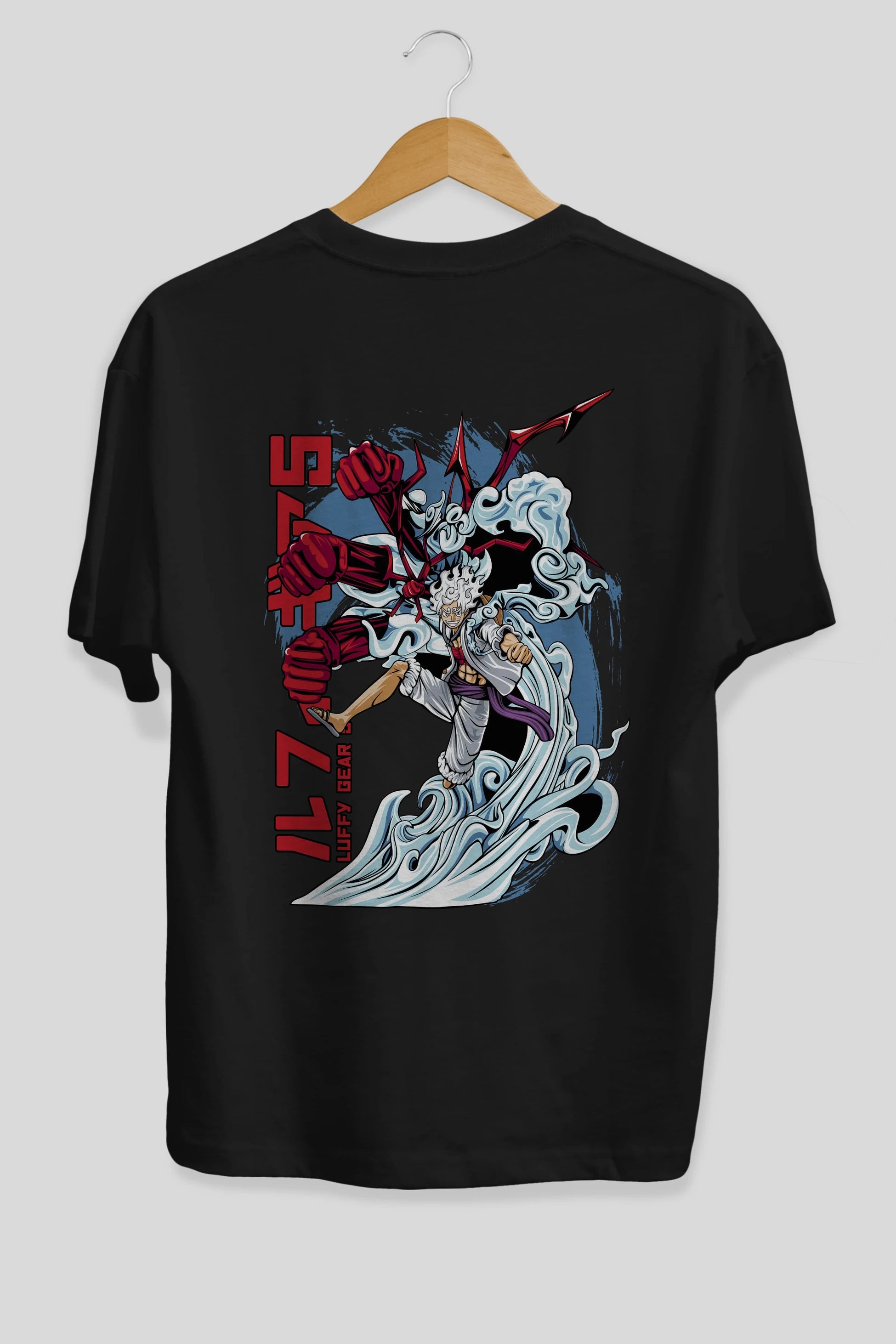MONKEY D. LUFFY GEAR5 2 Anime Arka Baskılı Oversize t-shirt Erkek Kadın Unisex