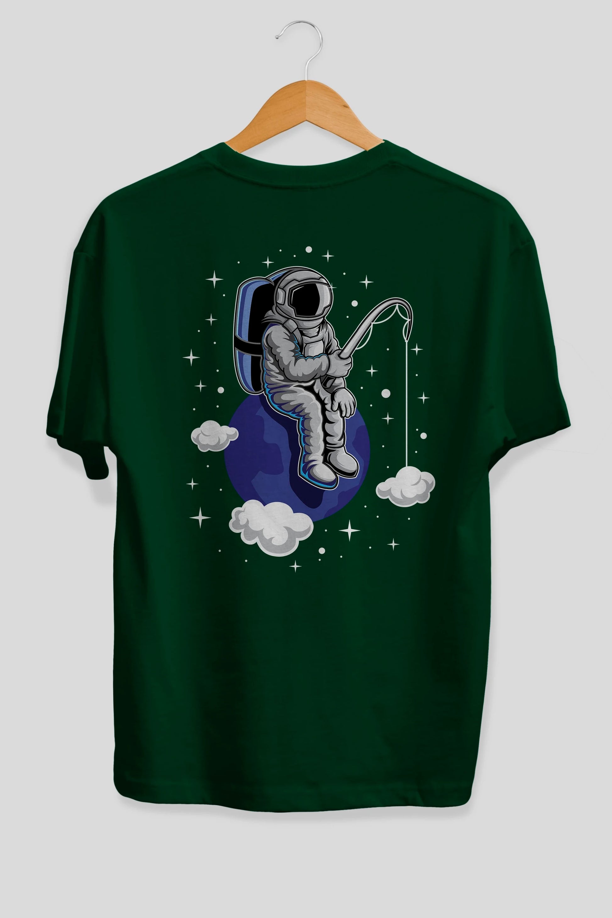 Astronaut Fishing (2) Arka Baskılı Oversize t-shirt Erkek Kadın Unisex
