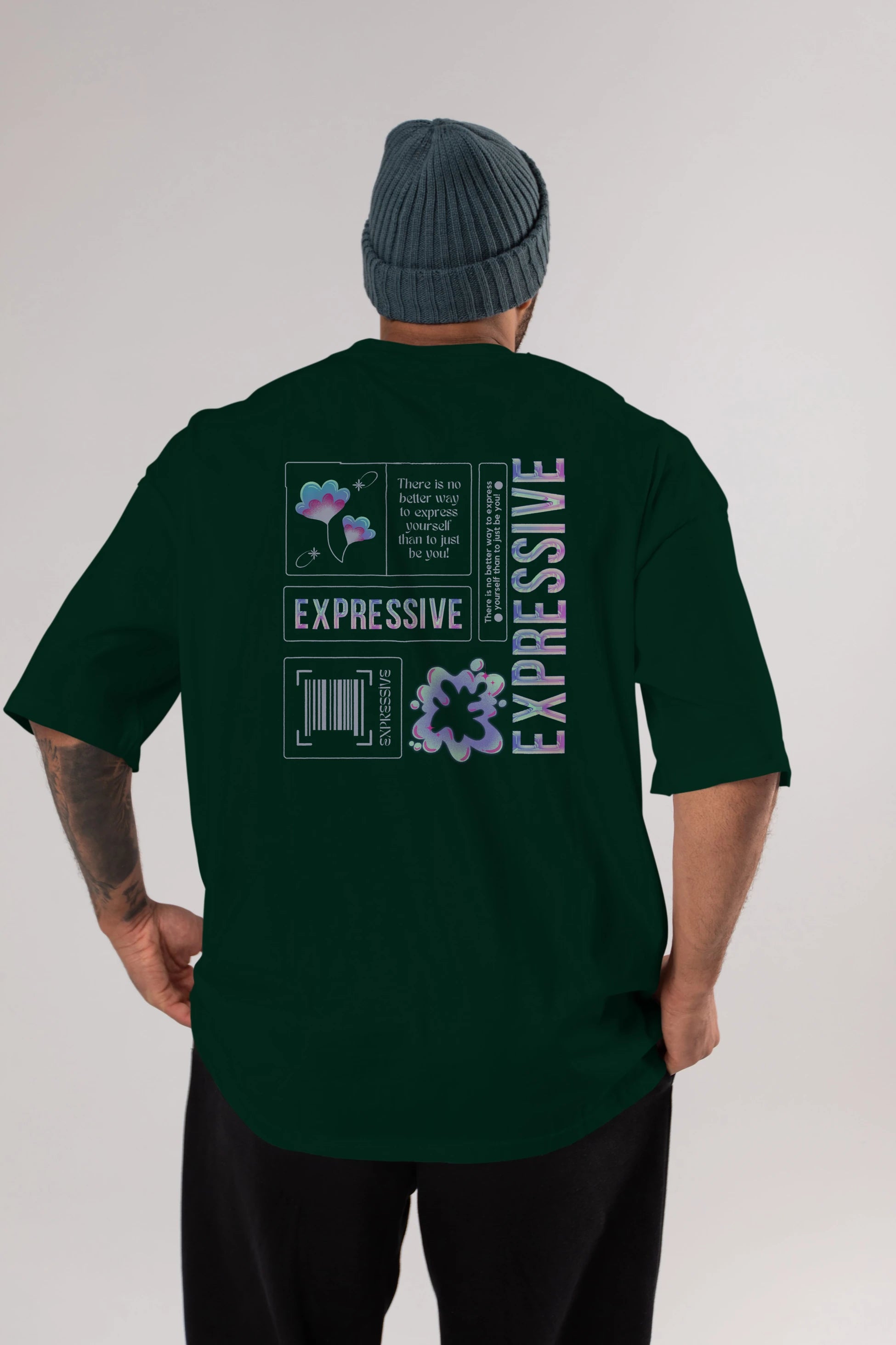Expressive Streetwear Arka Baskılı Oversize t-shirt Erkek Kadın Unisex