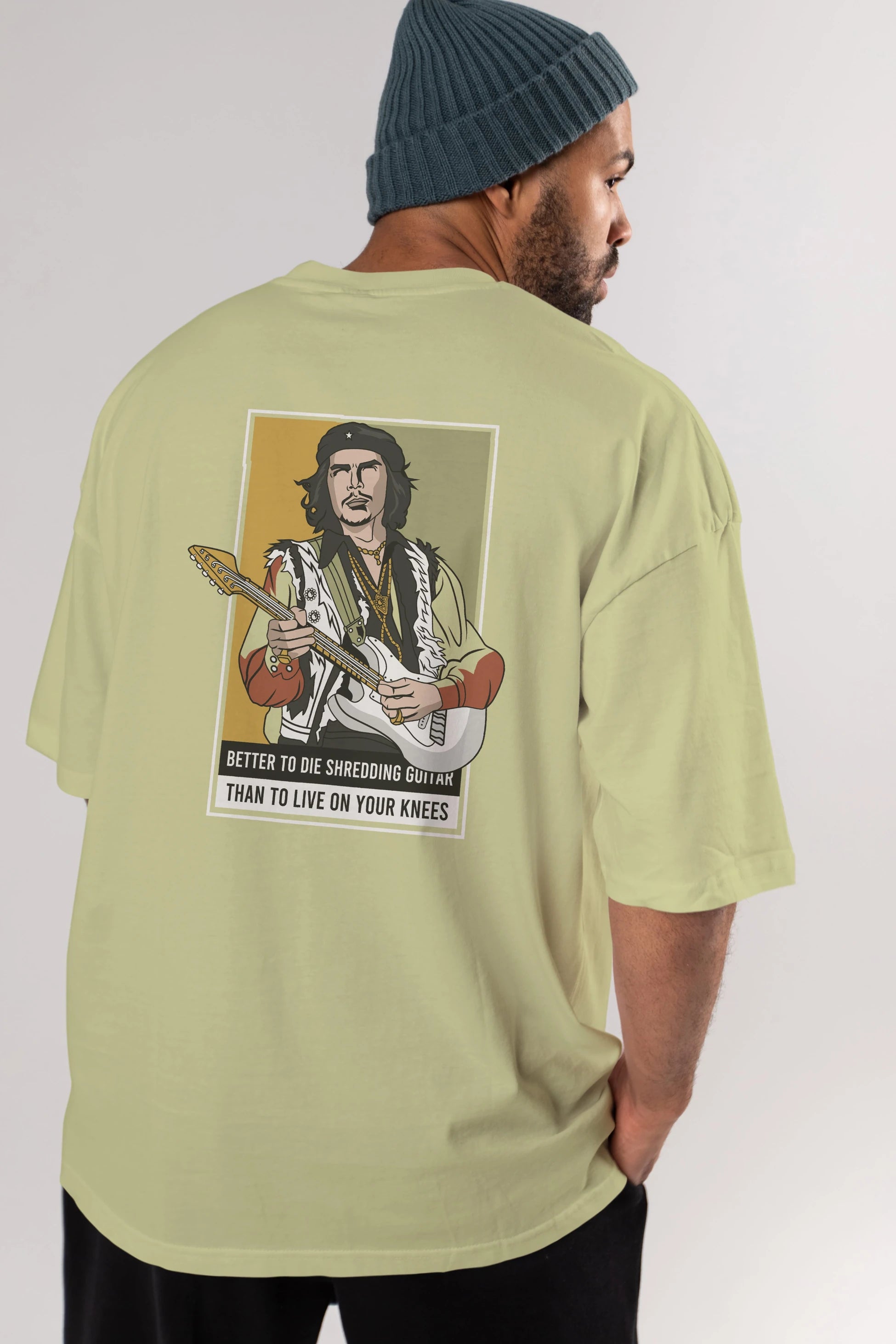 Che Guevara Hendrix Arka Baskılı Oversize t-shirt Erkek Kadın Unisex %100 Pamuk tişort