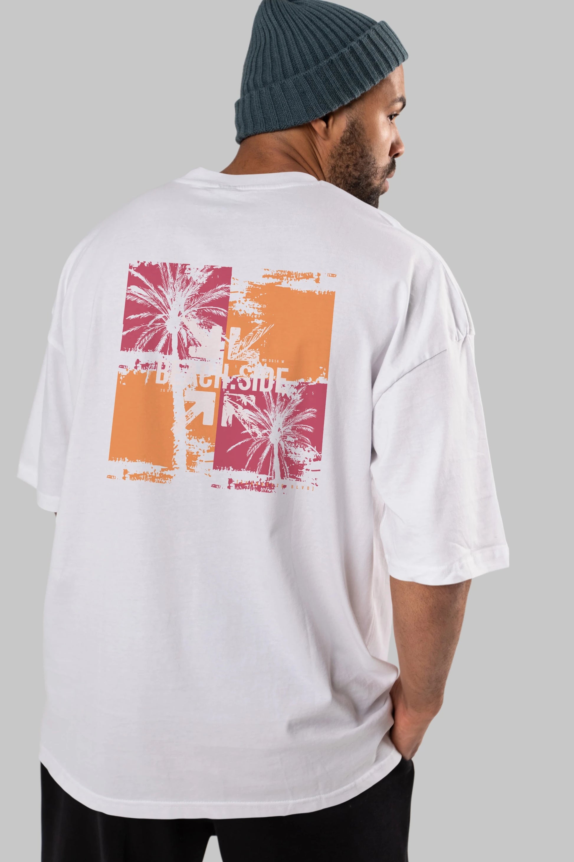 Beach Side Arka Baskılı Oversize t-shirt Erkek Kadın Unisex